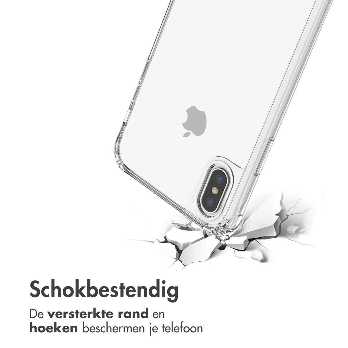 IMOSHION Backcover met koord + armband - Parels 2.0 adatta per Apple iPhone X / Xs Cover per iPhone X/ iPhone Xs, Trasparente, Bianco