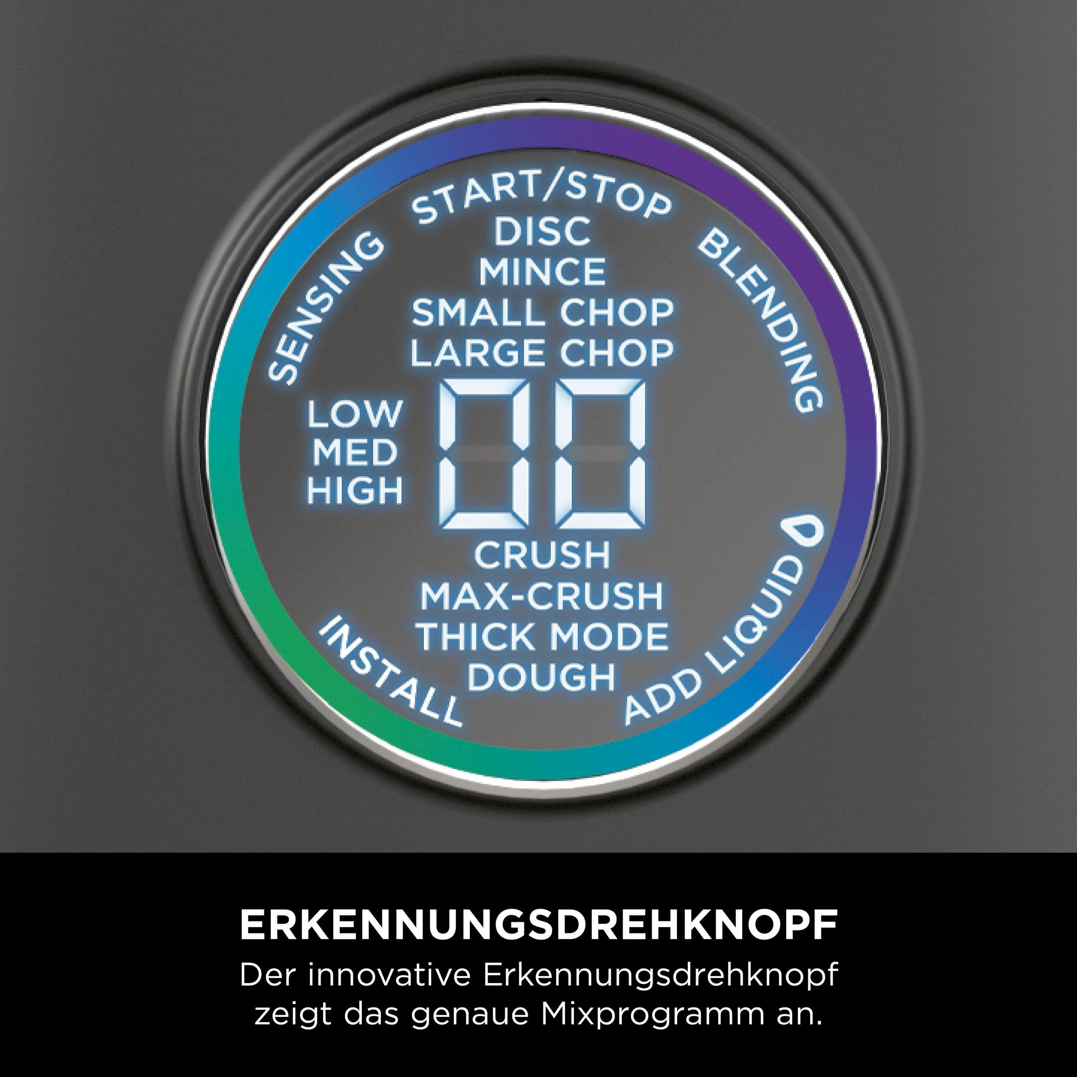 Wyświetlacz cyfrowy z różnymi trybami gotowania i liczbami na czarnej powierzchni.