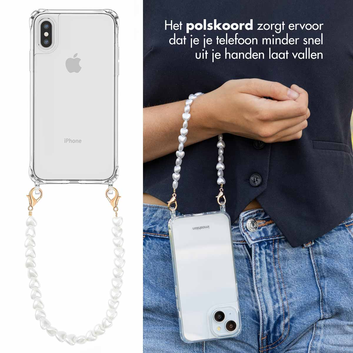 IMOSHION Coque avec lanière compatible avec iPhone X/ iPhone Xs Étui de Téléphone voor Apple iPhone X/ iPhone Xs Transparent