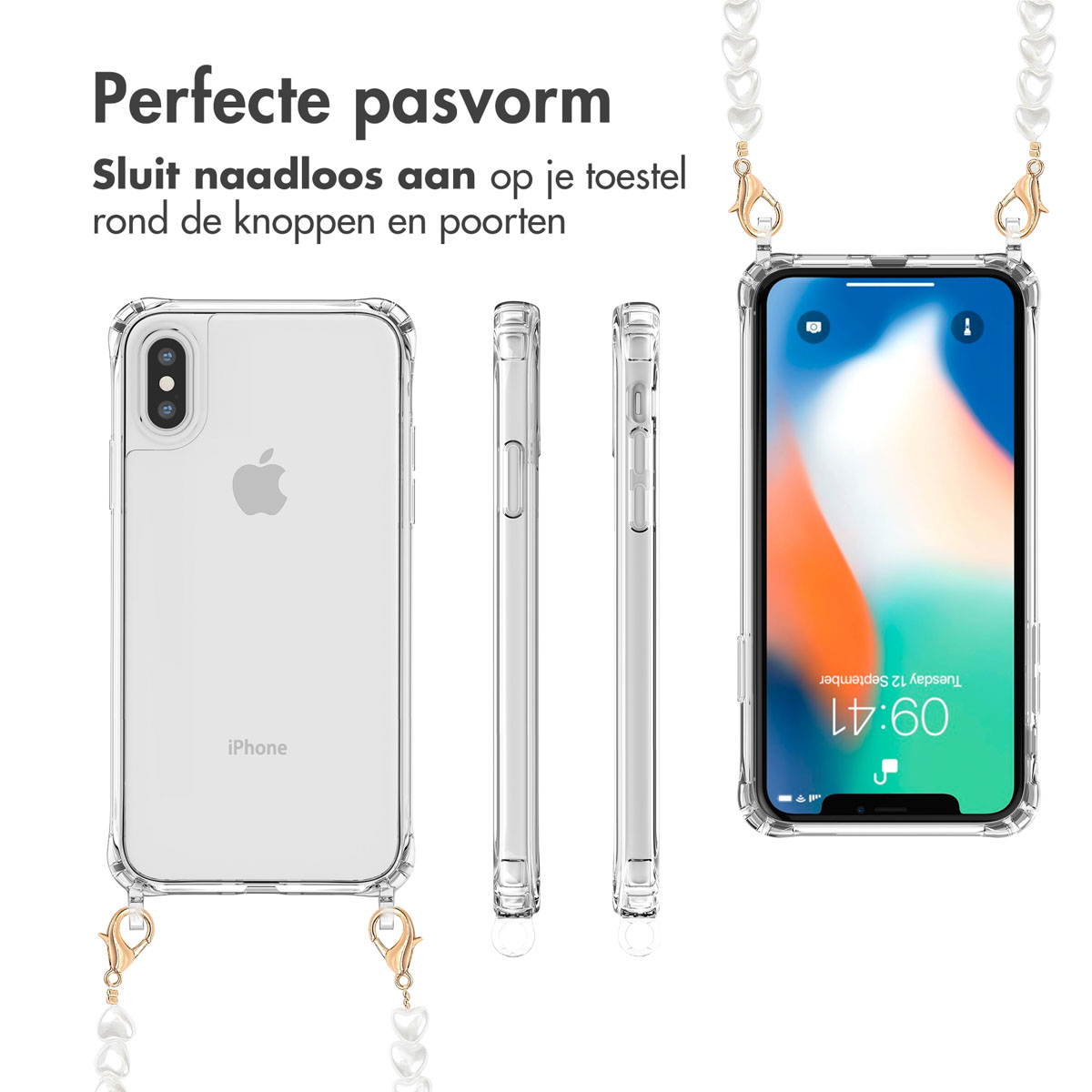 IMOSHION Coque avec lanière compatible avec iPhone X/ iPhone Xs Étui de Téléphone voor Apple iPhone X/ iPhone Xs Transparent