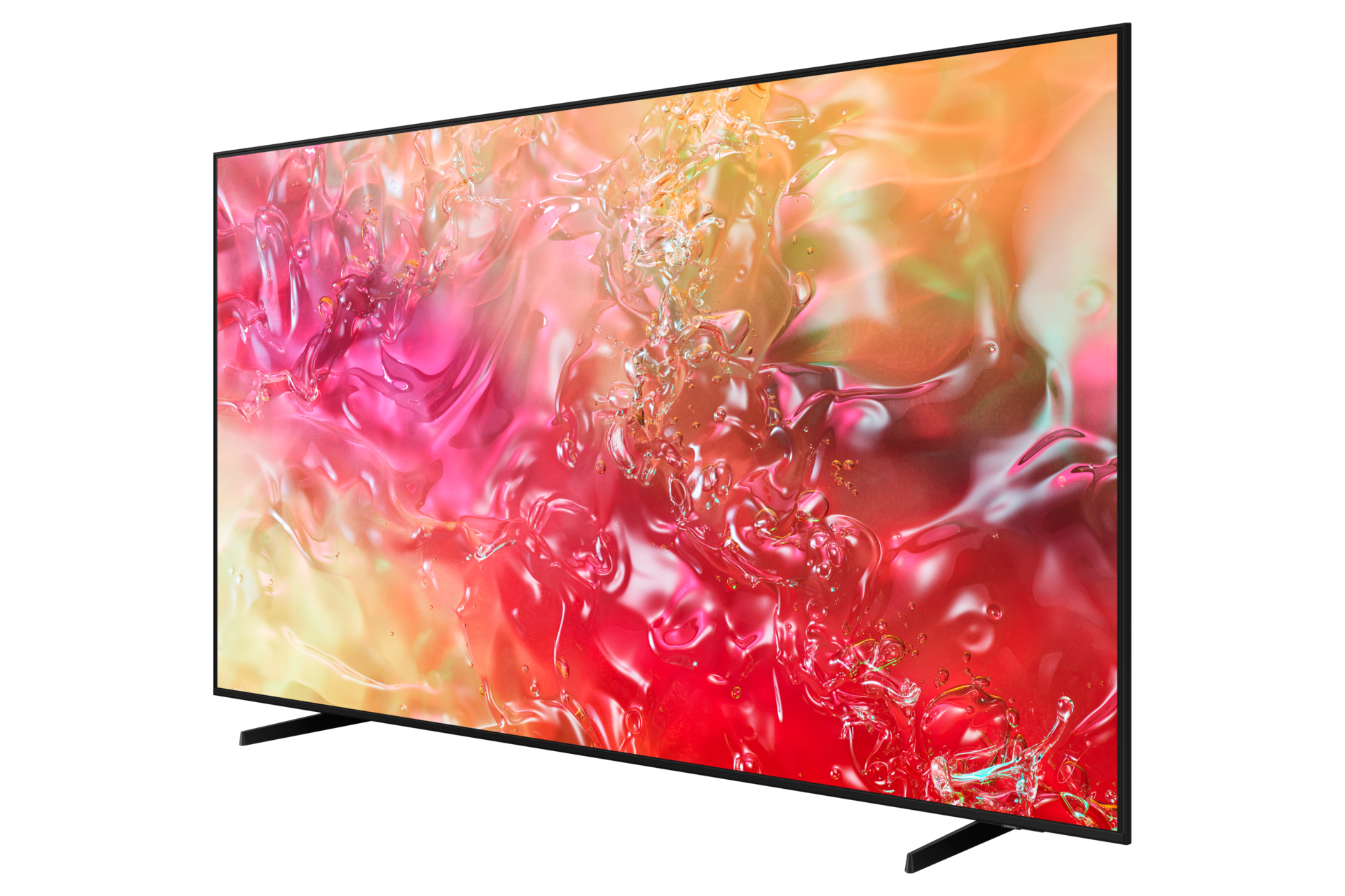 Un téléviseur Samsung avec un écran plat, affichant des formes abstraites colorées.