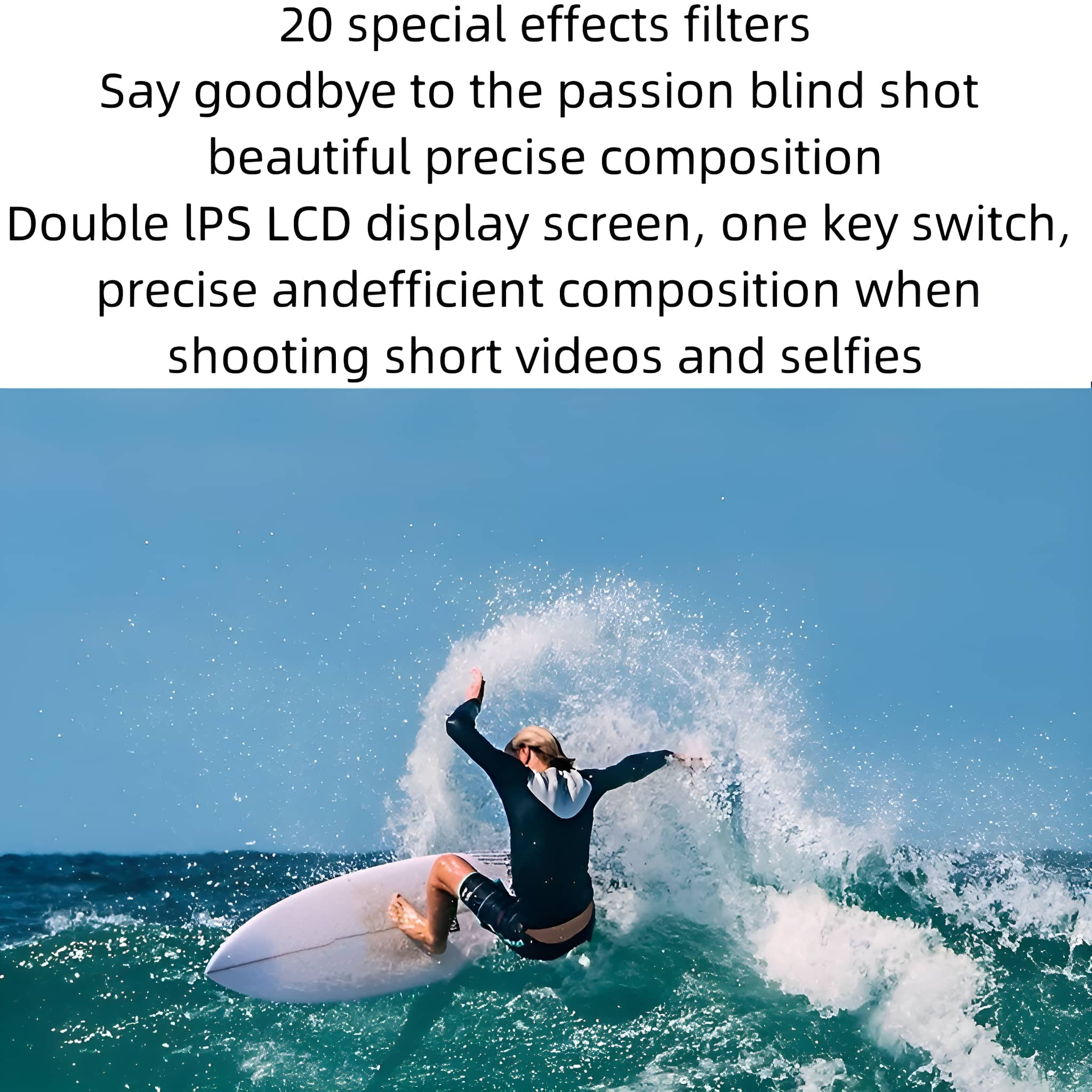 Ein Surfer reitet auf einer Welle, in der Luft mit einem Surfbrett gefangen, Wasser spritzt.
