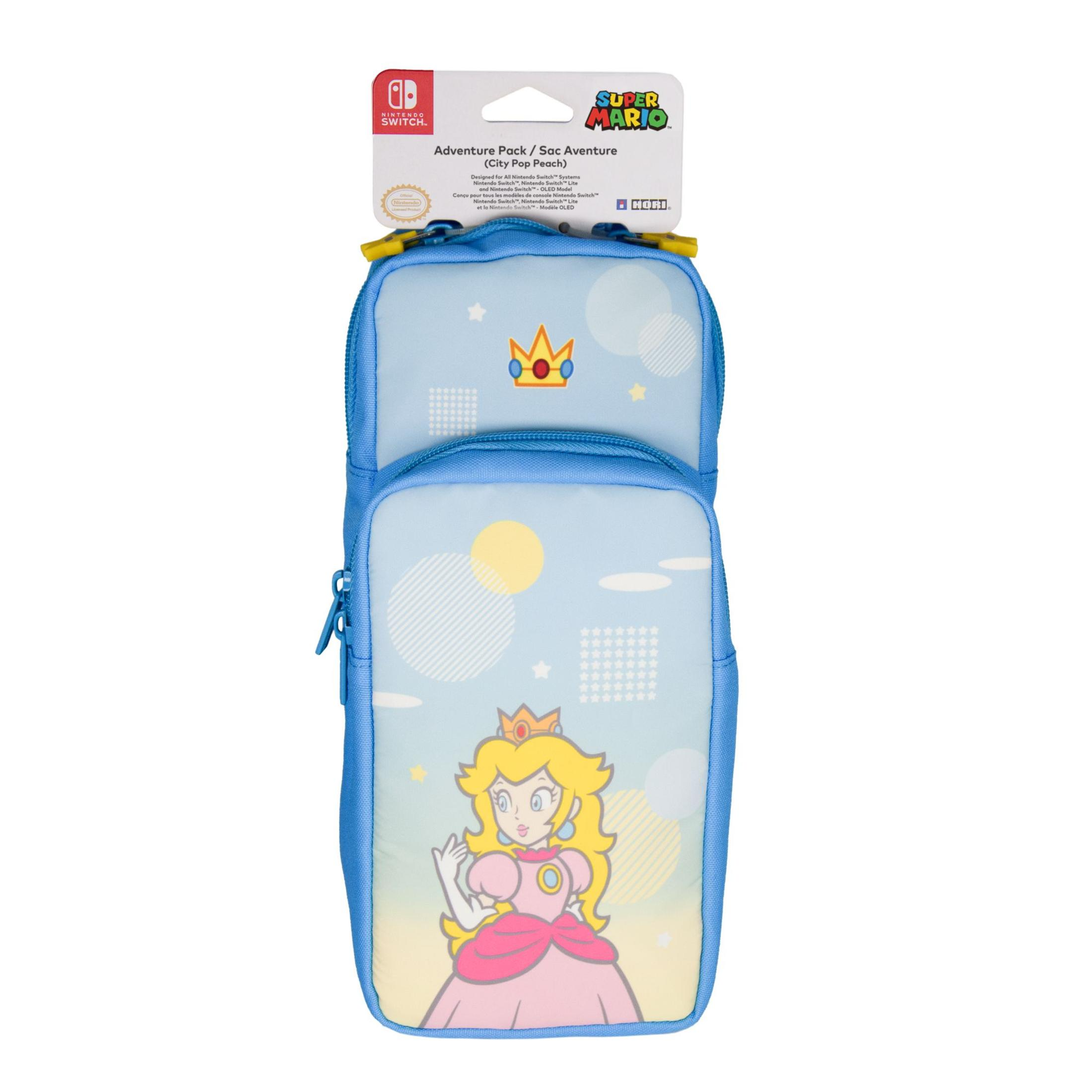 Blauer Super Mario Adventure Pack mit Bild von Prinzessin Peach.