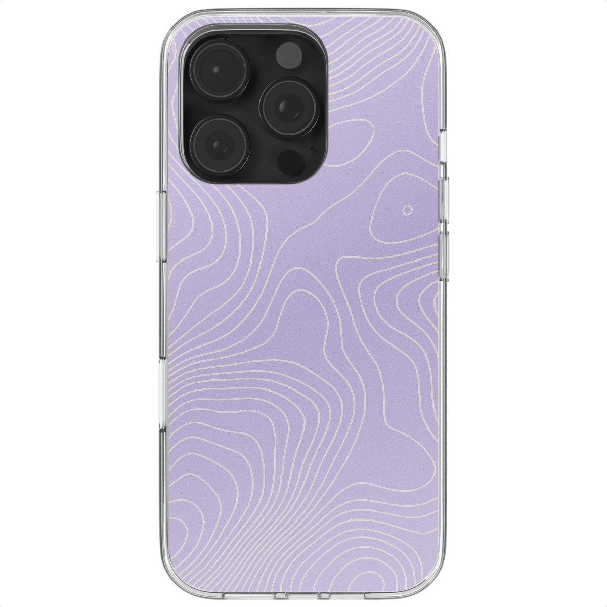 Een paars iPhone-hoesje met een topografisch kaartontwerp.