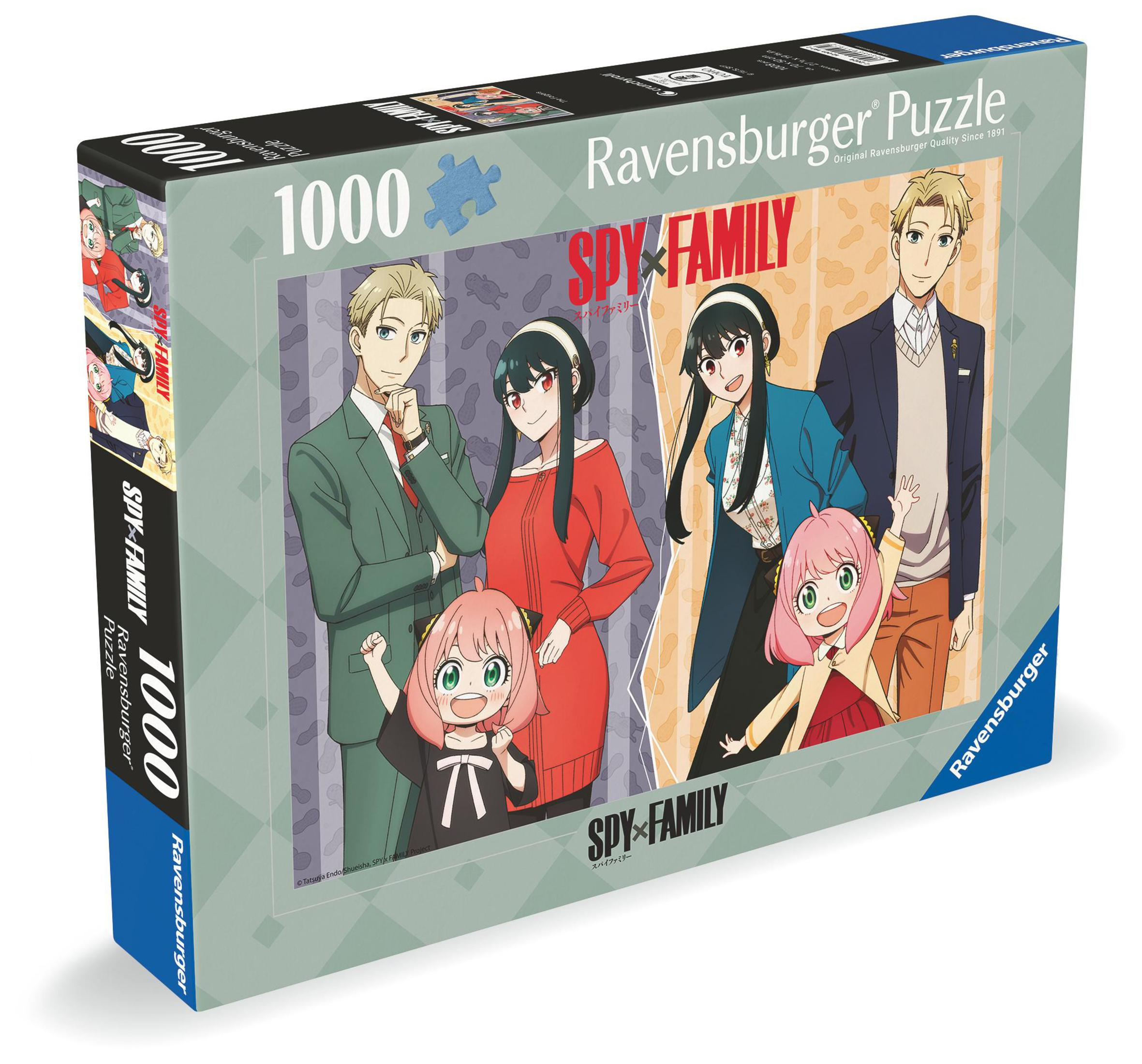 Pudełko z puzzlami Spy Family 1000 elementów przedstawiające postacie z rodziny.