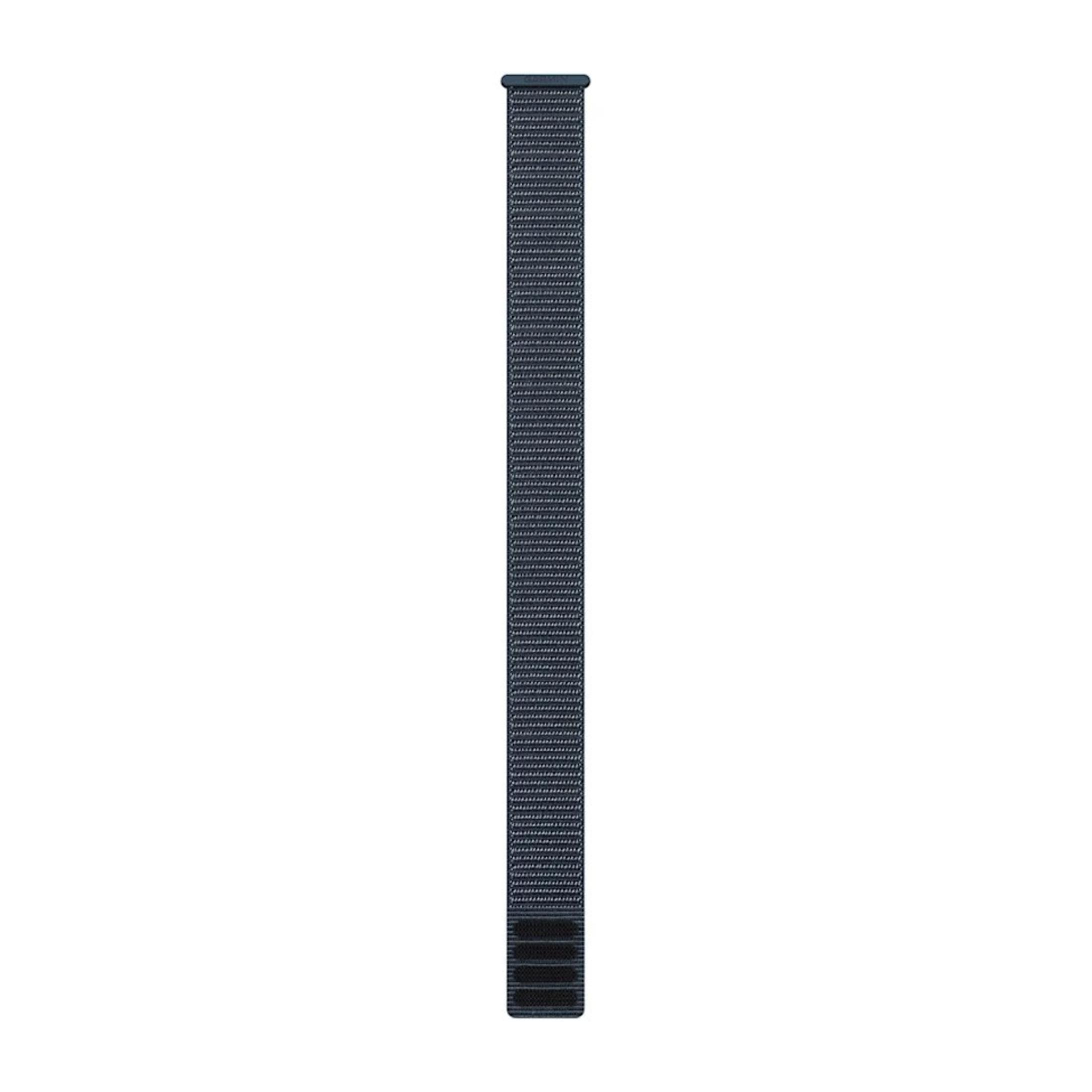 Bracelet de montre bleu foncé, une seule bande centrée verticalement sur fond blanc.
