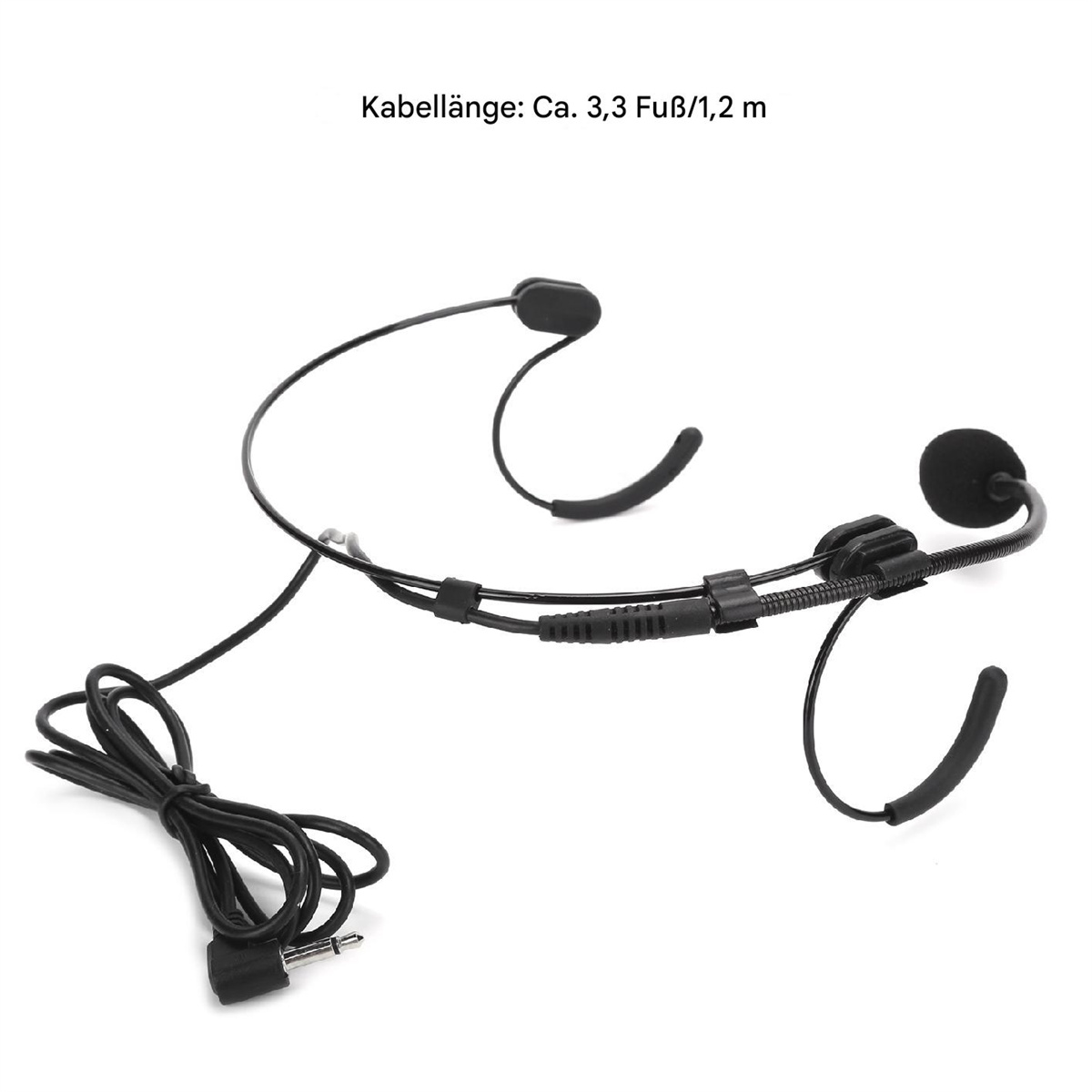 Headset mit Mikrofon und Kabel, schwarze Farbe.