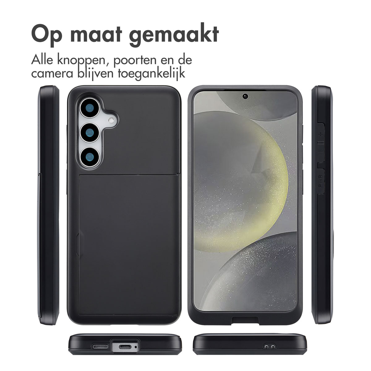 IMOSHION Backcover met pasjeshouder - Geschikt voor Samsung Galaxy S25 - Telefoonhoesje Zwart