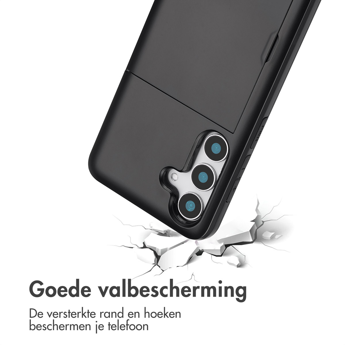 IMOSHION Backcover met pasjeshouder - Geschikt voor Samsung Galaxy S25 - Telefoonhoesje Zwart