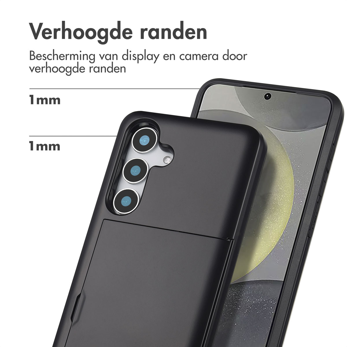 IMOSHION Backcover met pasjeshouder - Geschikt voor Samsung Galaxy S25 - Telefoonhoesje Zwart