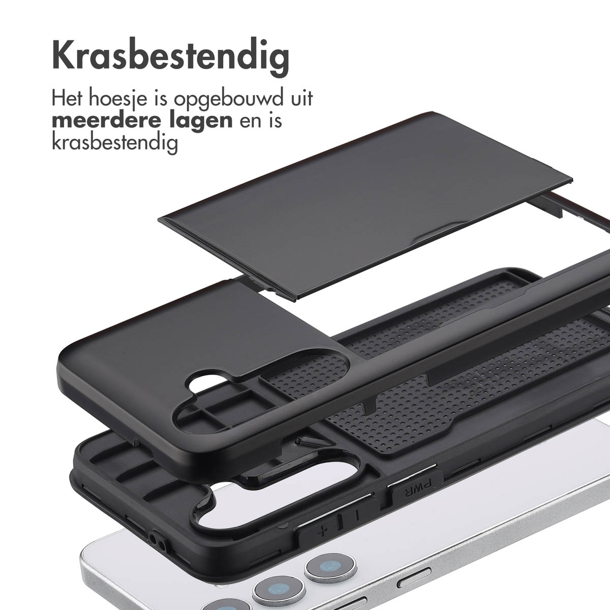 IMOSHION Backcover met pasjeshouder - Geschikt voor Samsung Galaxy S25 - Telefoonhoesje Zwart