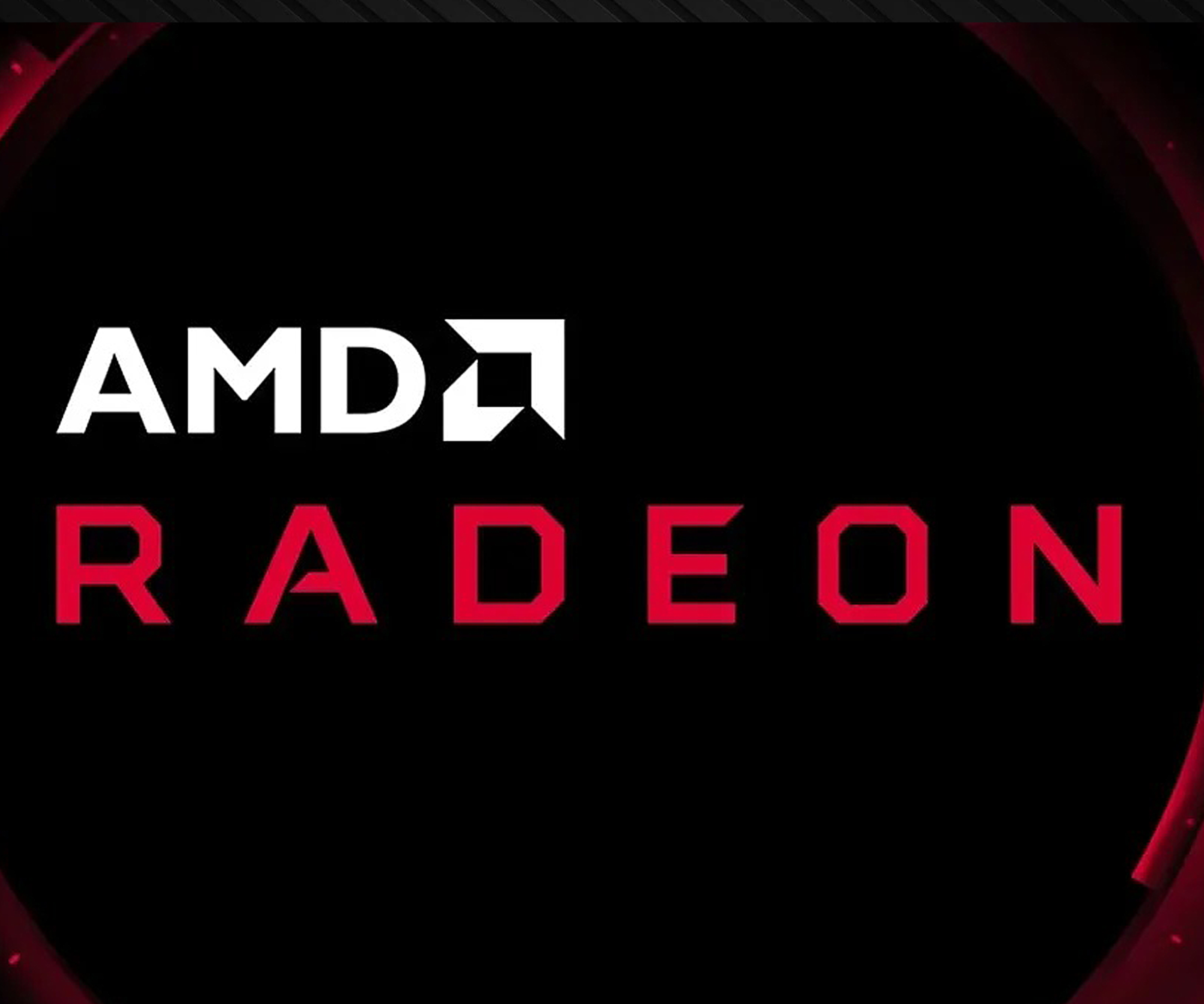 Das AMD Radeon-Logo, mit dem Text 'AMD' über 'RADEON' in Rot, auf schwarzem Hintergrund.