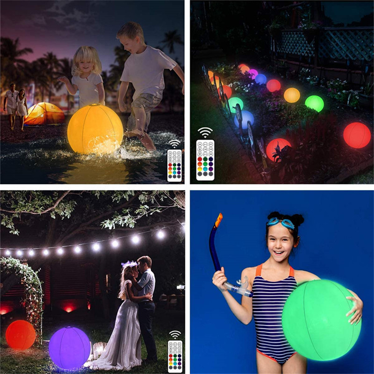 Eine Collage mit Menschen mit leuchtenden Kugeln, die ihre Farben ändern.