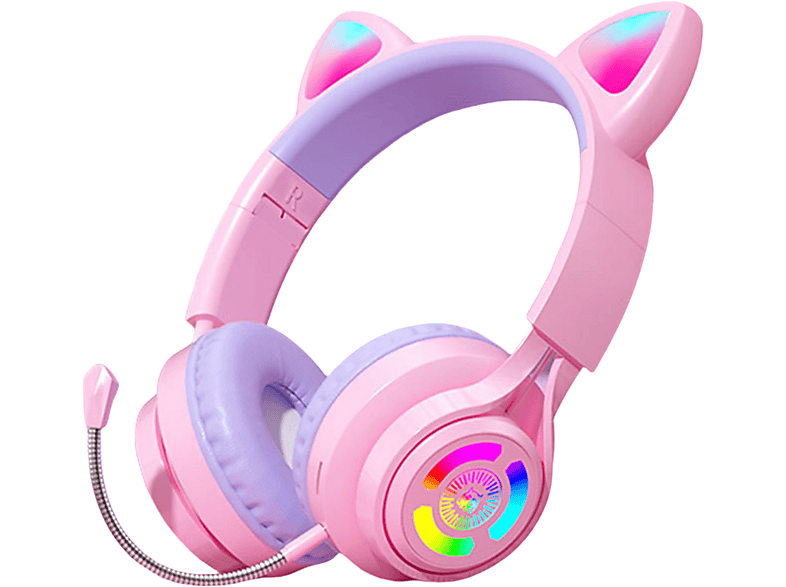 KINSI S3, Over-ear Gaming Headsets Bluetooth Rosa