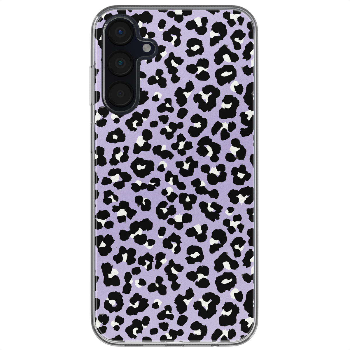 Une coque de téléphone avec un imprimé léopard violet.