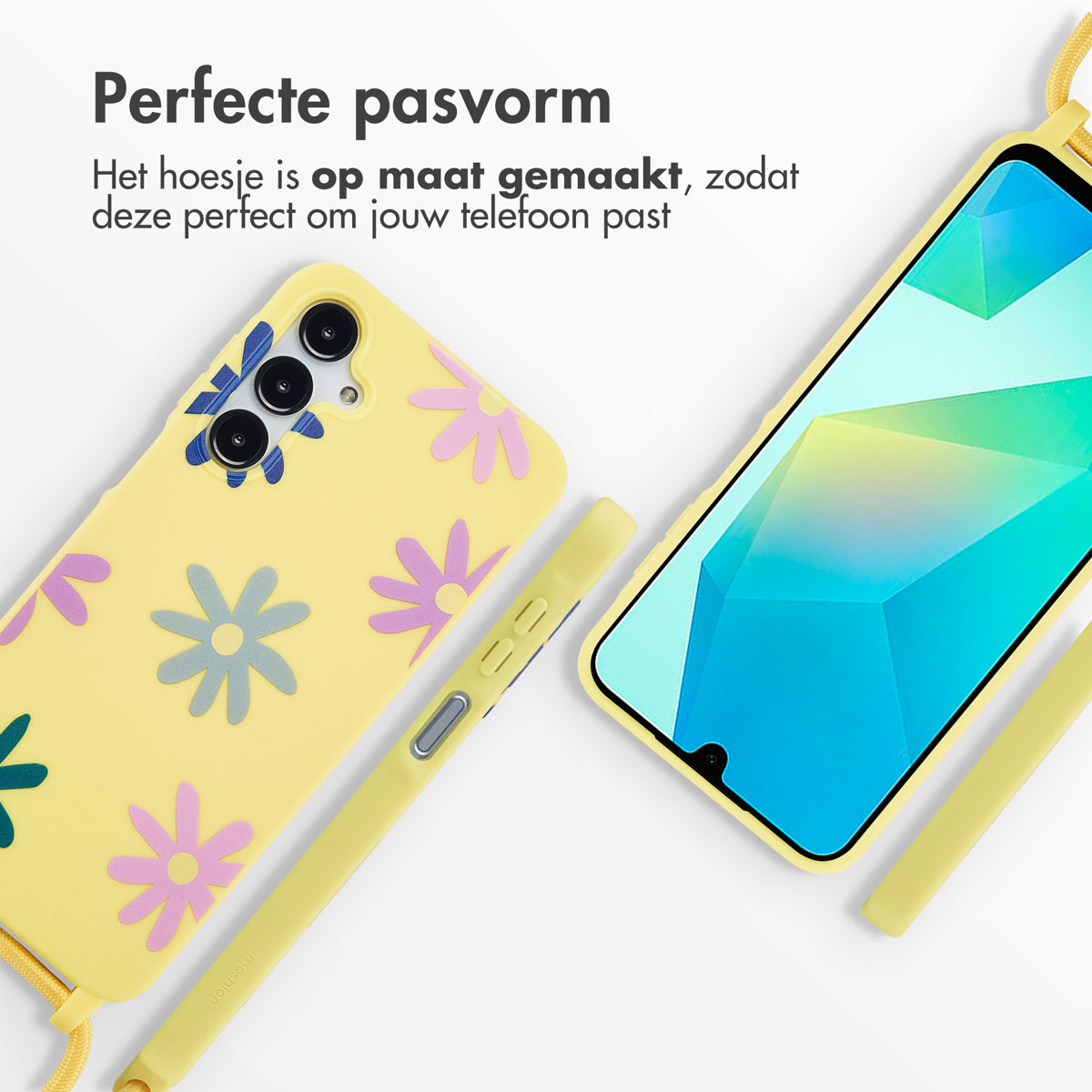 IMOSHION Siliconen design hoesje met koord - Geschikt voor Samsung Galaxy A16 - Telefoonhoesje voor Samsung Samsung Galaxy A16 (4G)/Samsung Galaxy A16 (5G) Meerkleurig