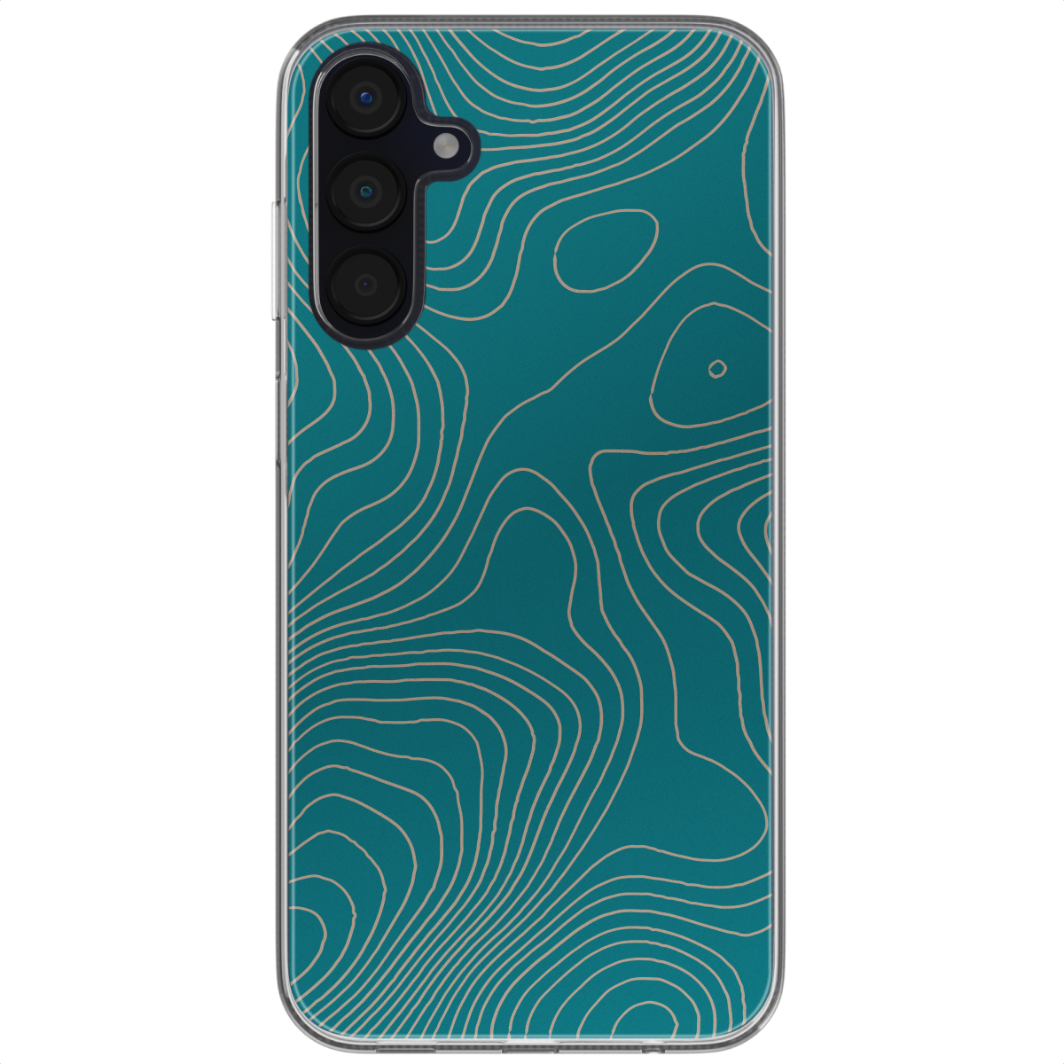 Une coque de téléphone avec un motif de carte en vert d'eau et beige.