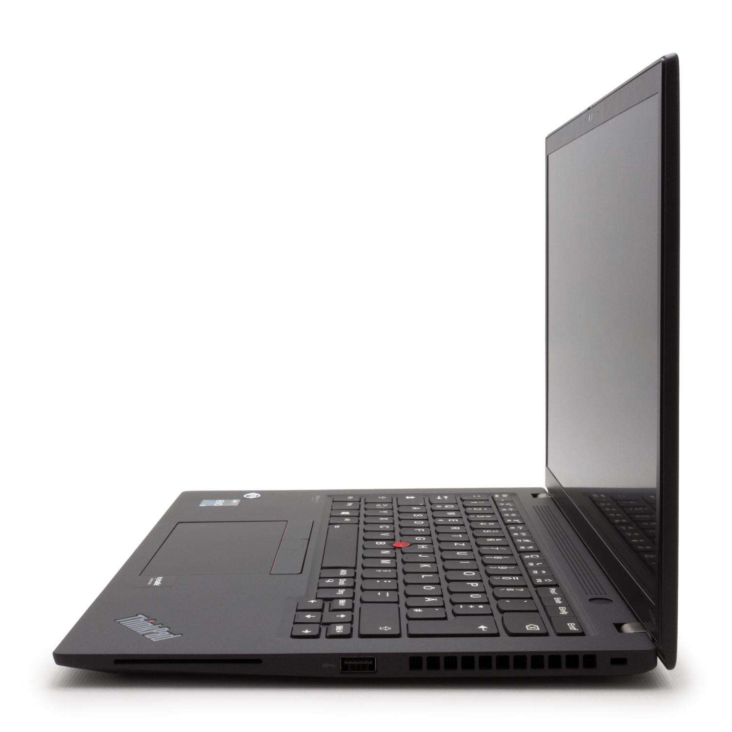 Ein schwarzer Laptop-Computer. Die Tastatur ist sichtbar. Der Hintergrund ist weiß.