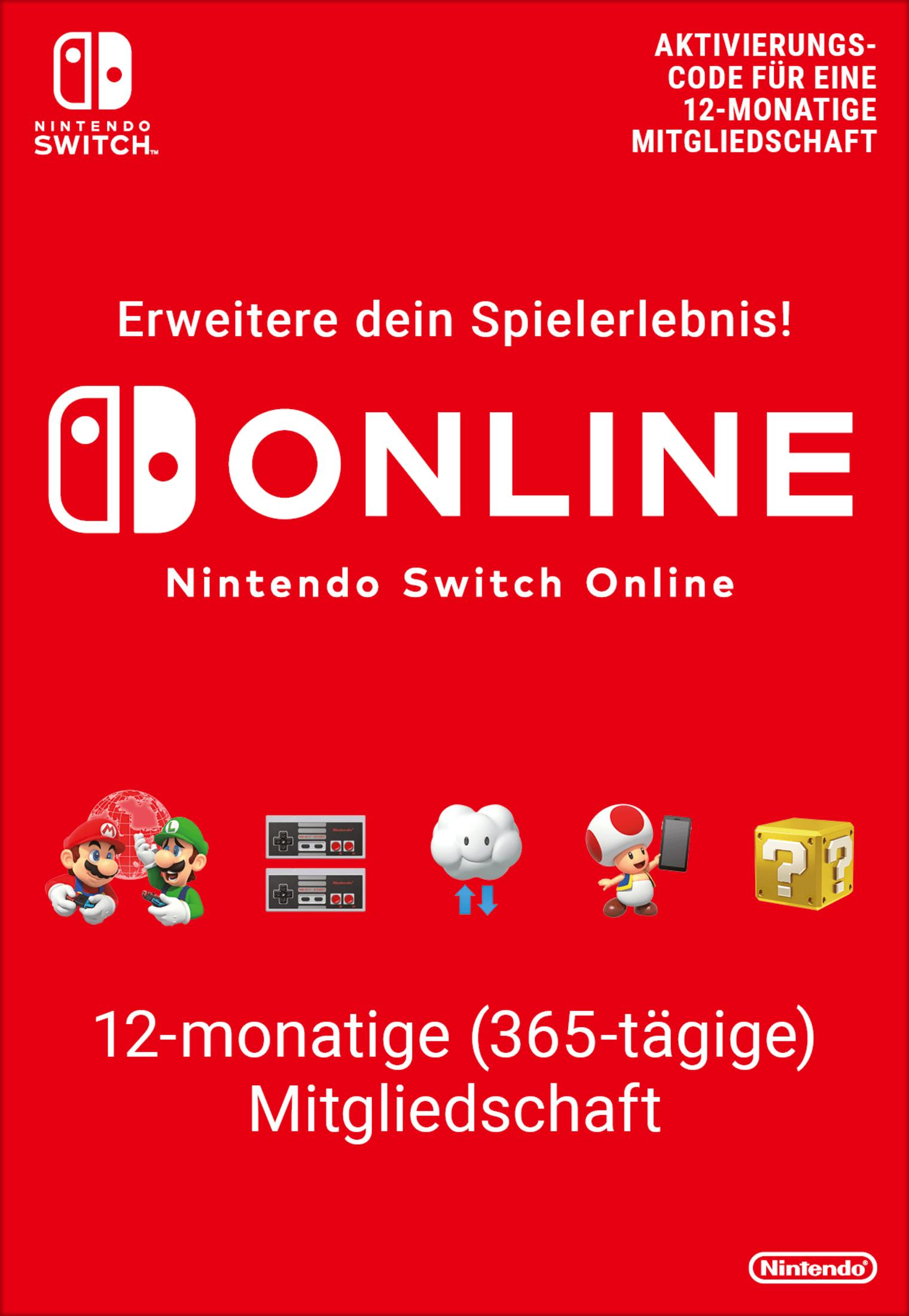 Eine Nintendo Switch Online Karte mit Mario und Luigi, sowie anderen Nintendo-Charakteren.