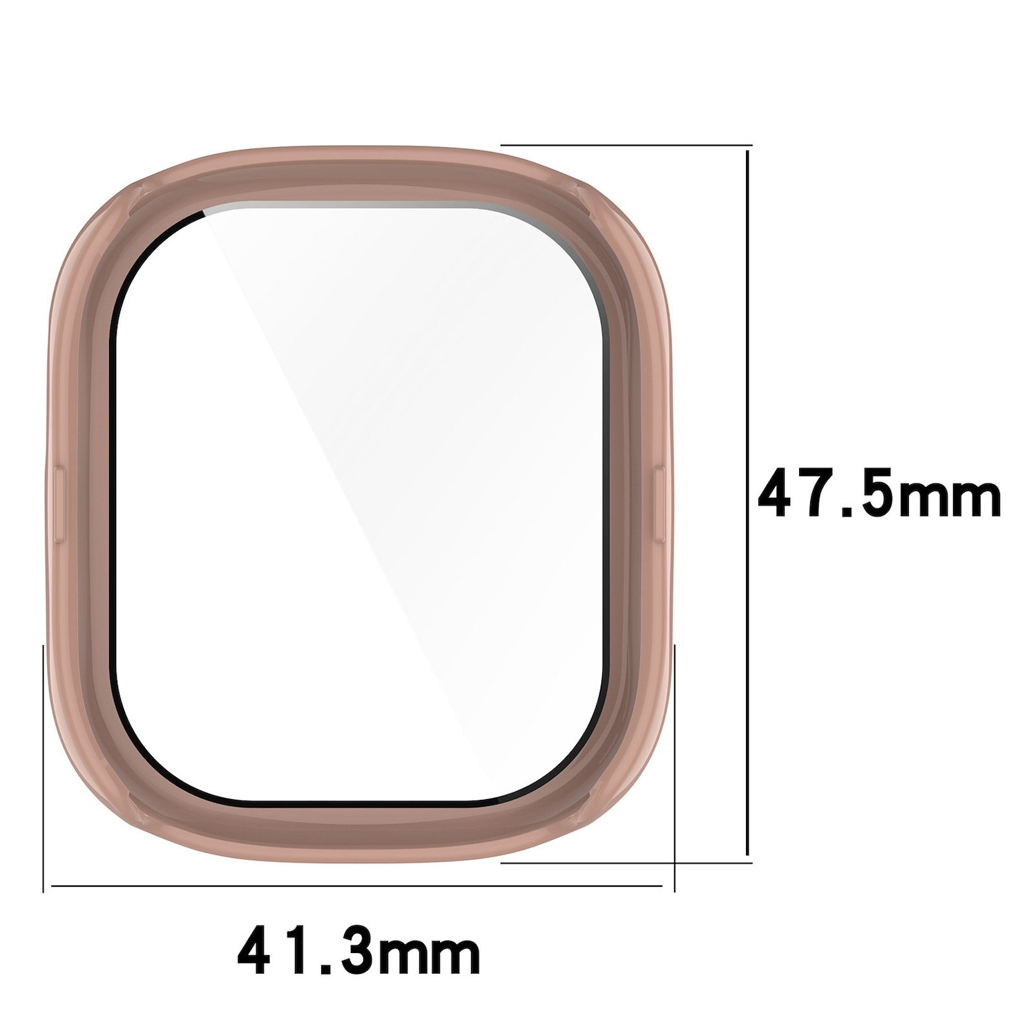 Displayschutzfolie für eine Smartwatch. Sie ist quadratisch und hat Maßangaben.