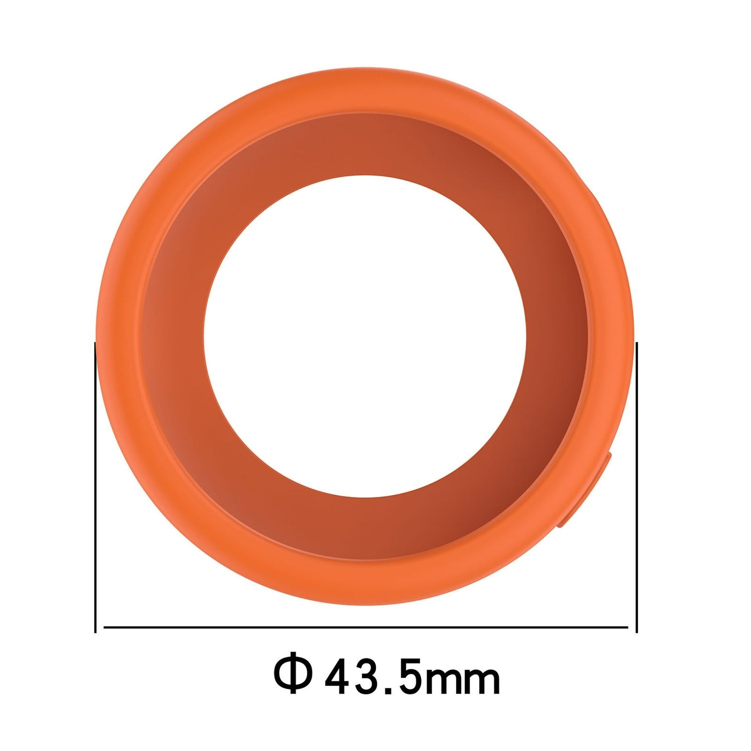 Oranger Ring, Draufsicht. Durchmesser 43,5 mm. Weißer Hintergrund.
