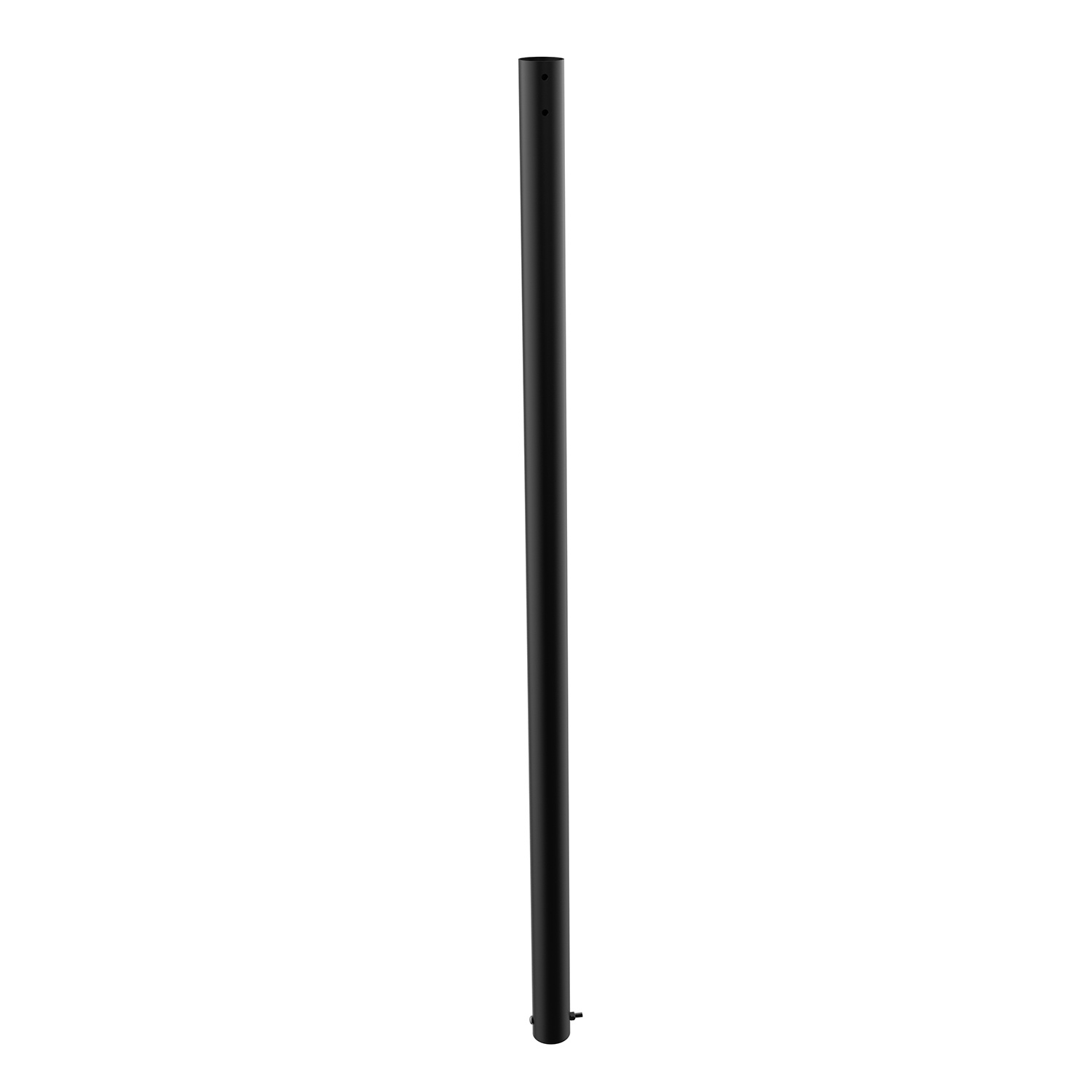 Un poste cilíndrico alto y negro sobre un fondo blanco.