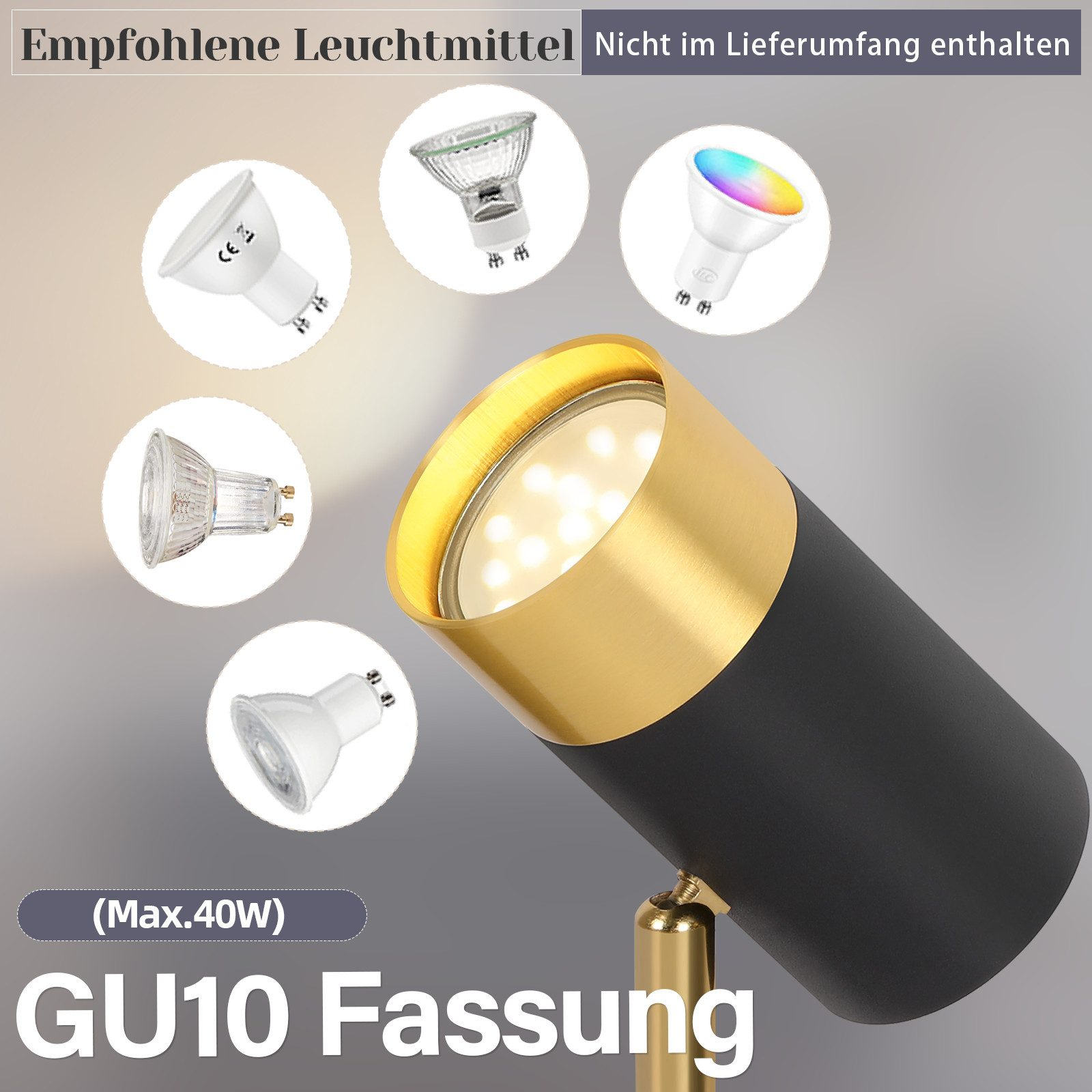 Un faretto con varie opzioni di lampadine.