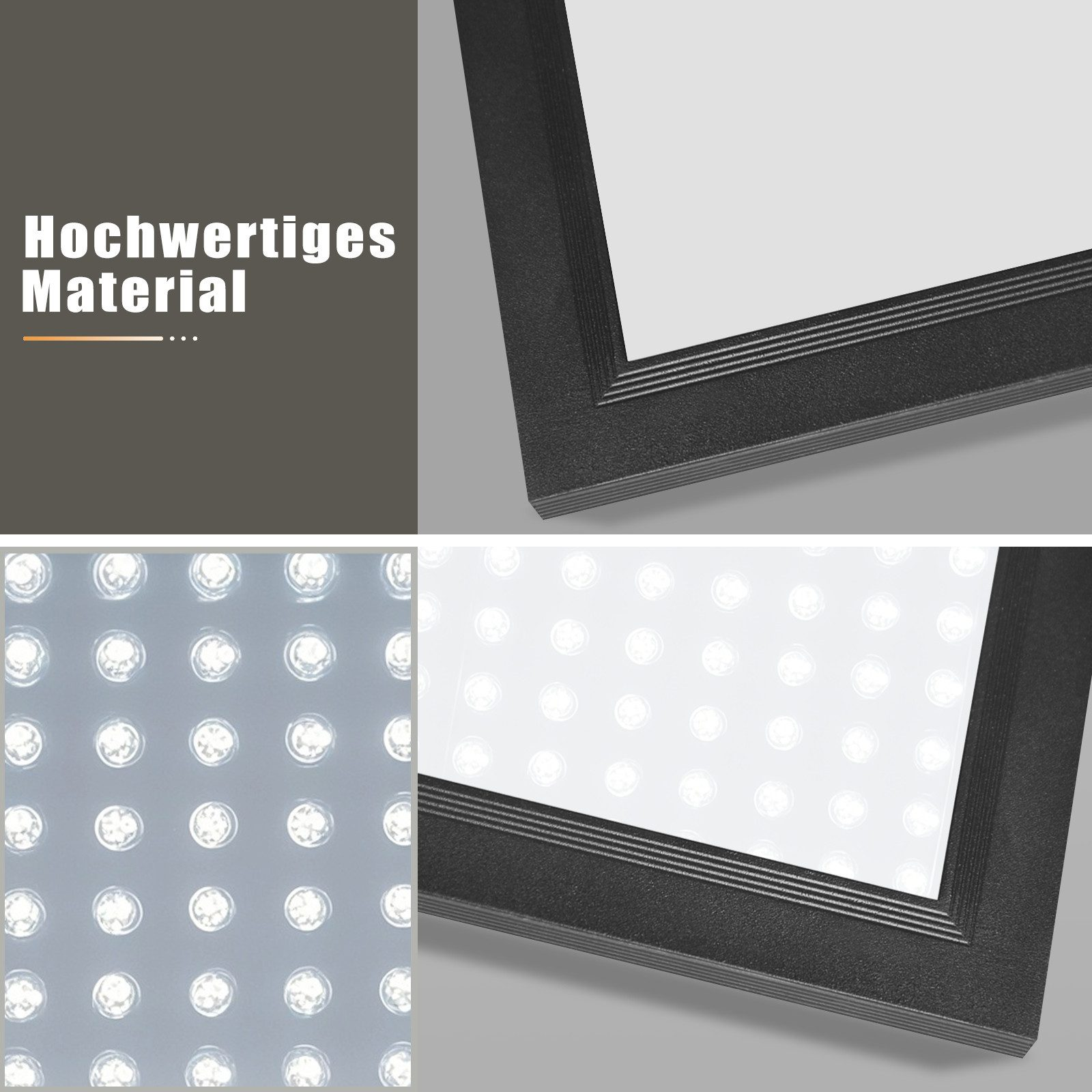 Cornice rettangolare nera con superficie bianca, con testo e dettagli.