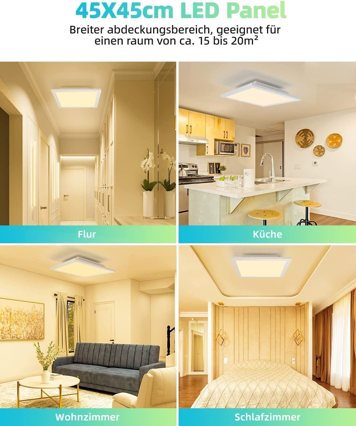 Un telefono mostra un lampadario in una sala con segno di spunta e croce.