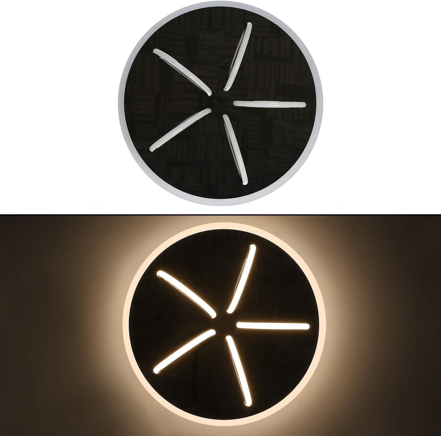 Due immagini di un apparecchio di illuminazione circolare con un design a stella.