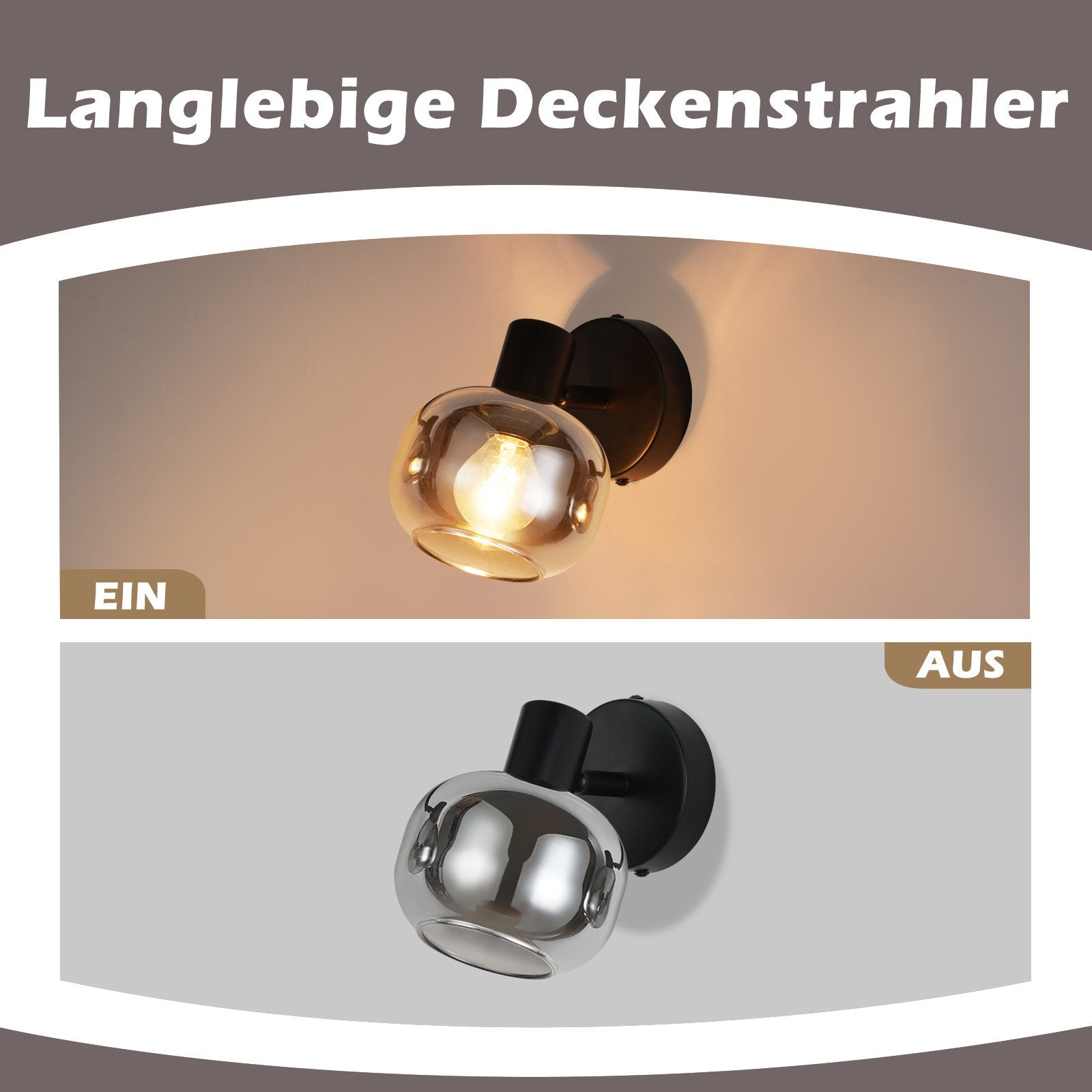 Reflektor włączony i wyłączony. Światło jest czarne ze szklaną soczewką. Tło to ściana.