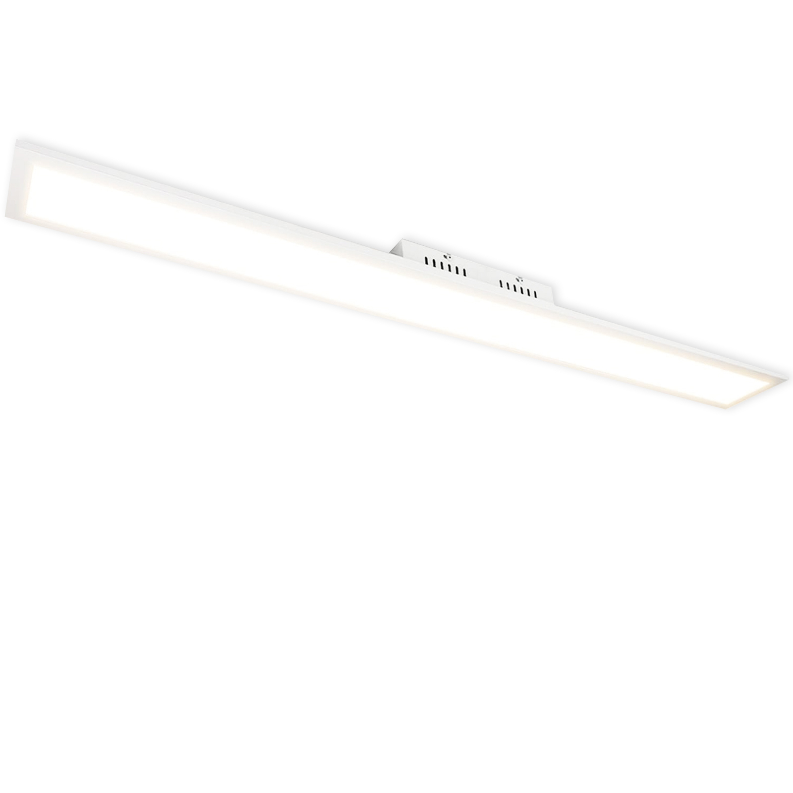 Apparecchio di illuminazione a LED lineare bianco. È un lungo rettangolo.