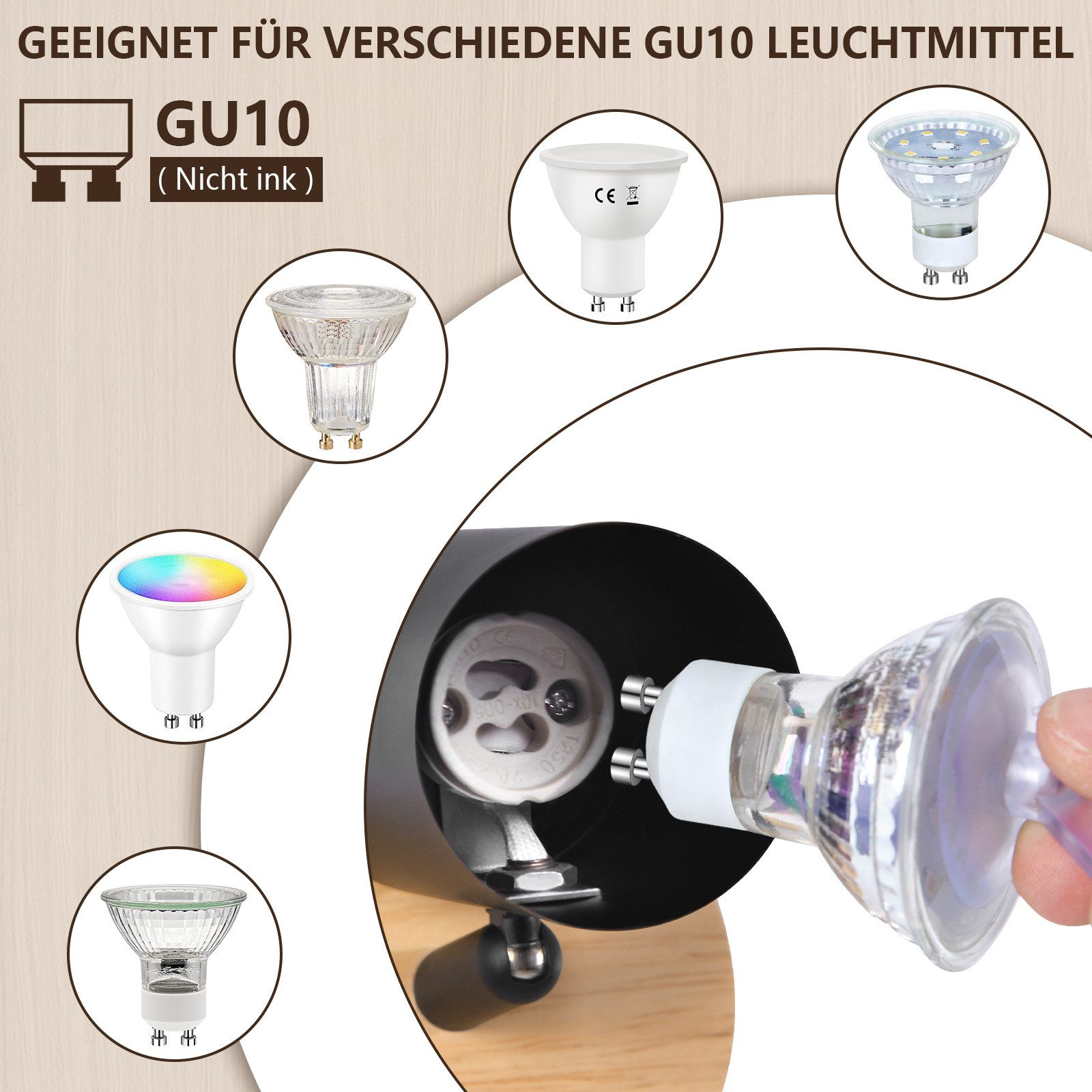 Un'immagine ravvicinata di diverse lampadine GU10.