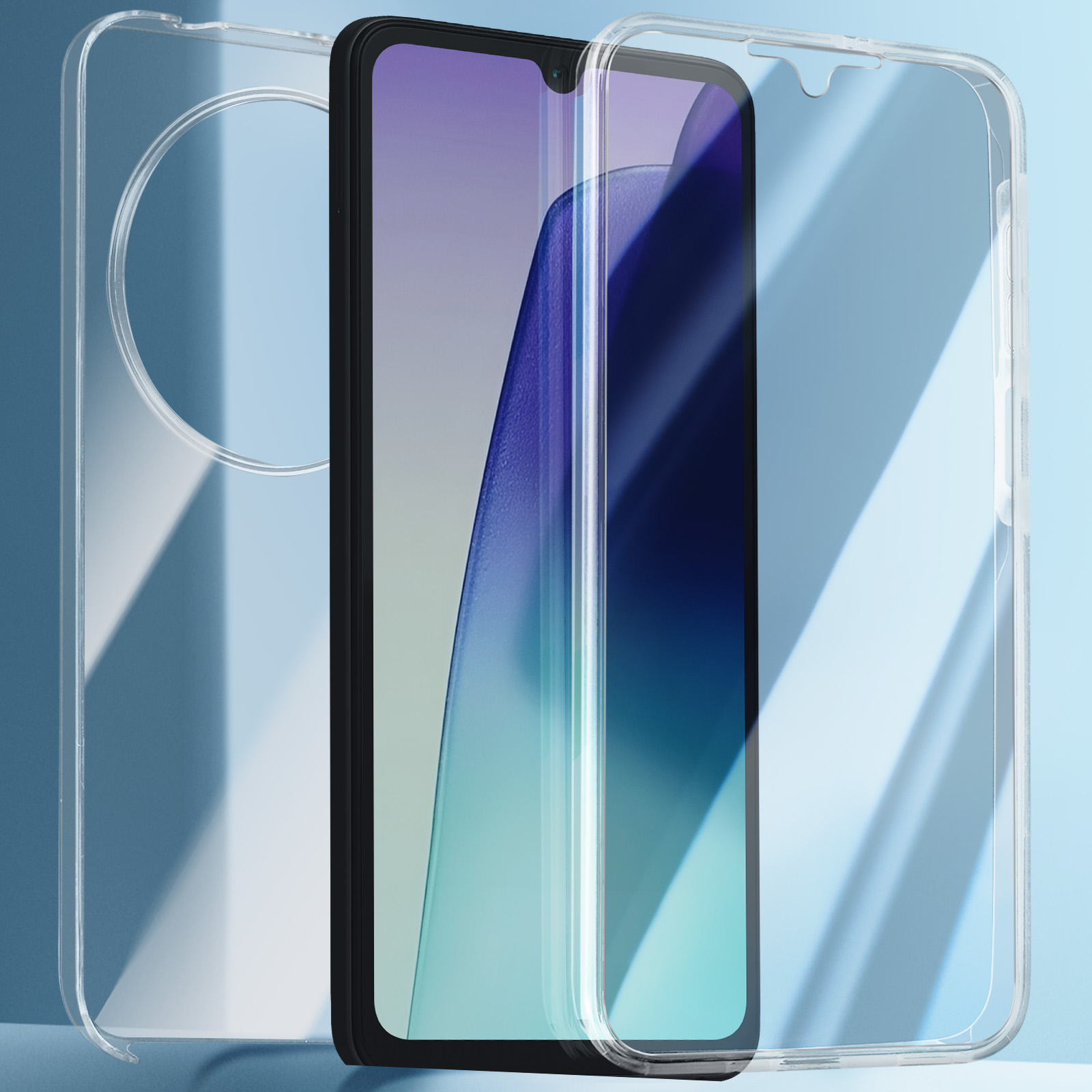 Custodia trasparente per telefono, mostra lo schermo e il design trasparente.