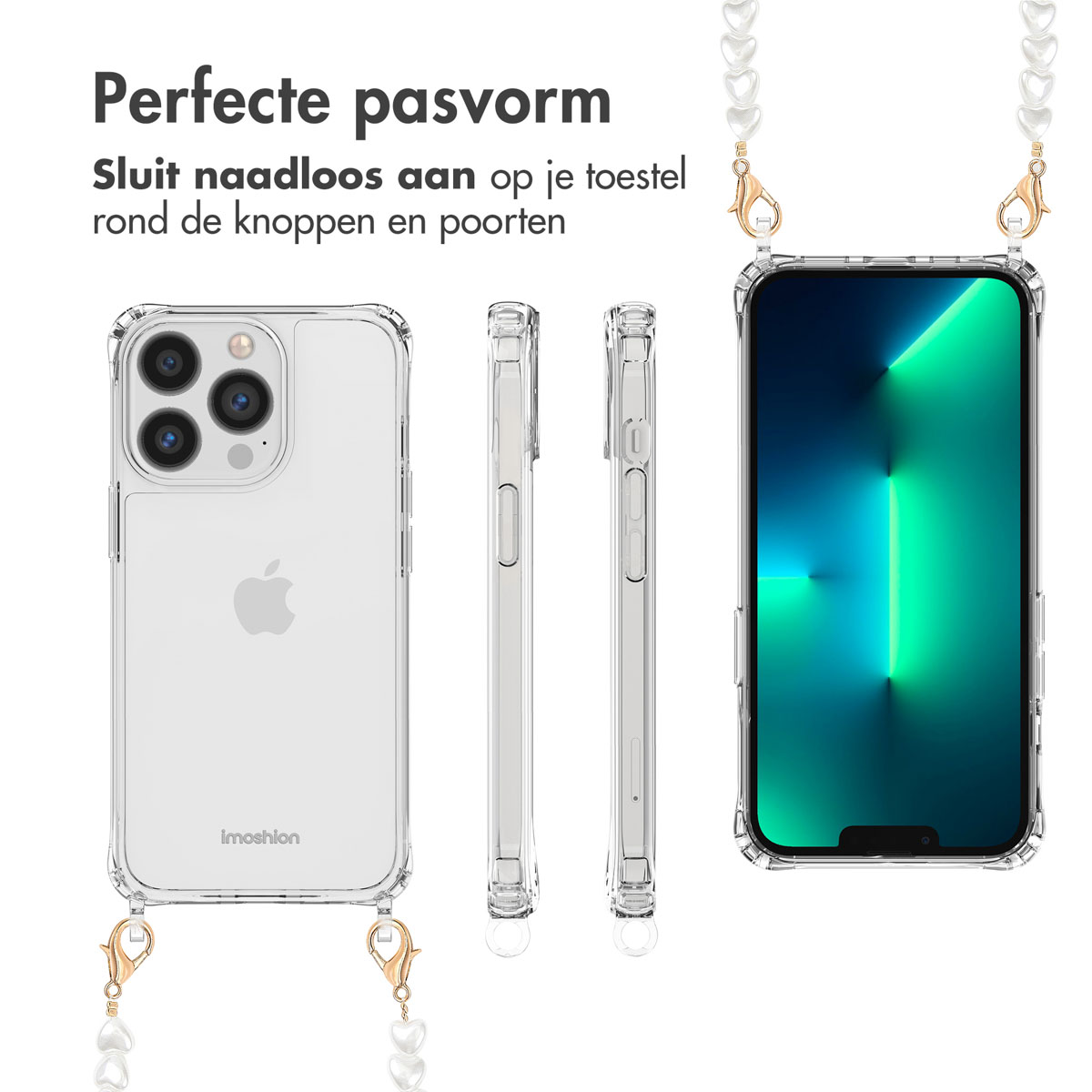 IMOSHION Backcover con cordino + braccialetto Cover per Apple iPhone 13 Pro, Trasparente