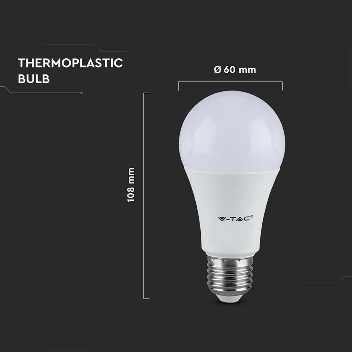 Lampadina bianca con misure e logo V-TAC.