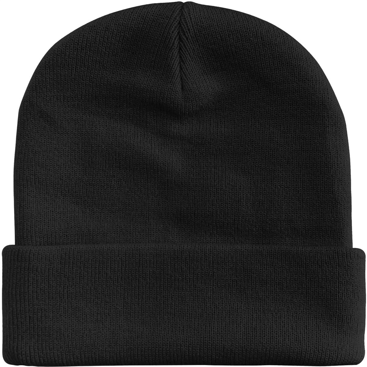 Schwarze Beanie-Mütze, eine einfache, warme Wintermütze.