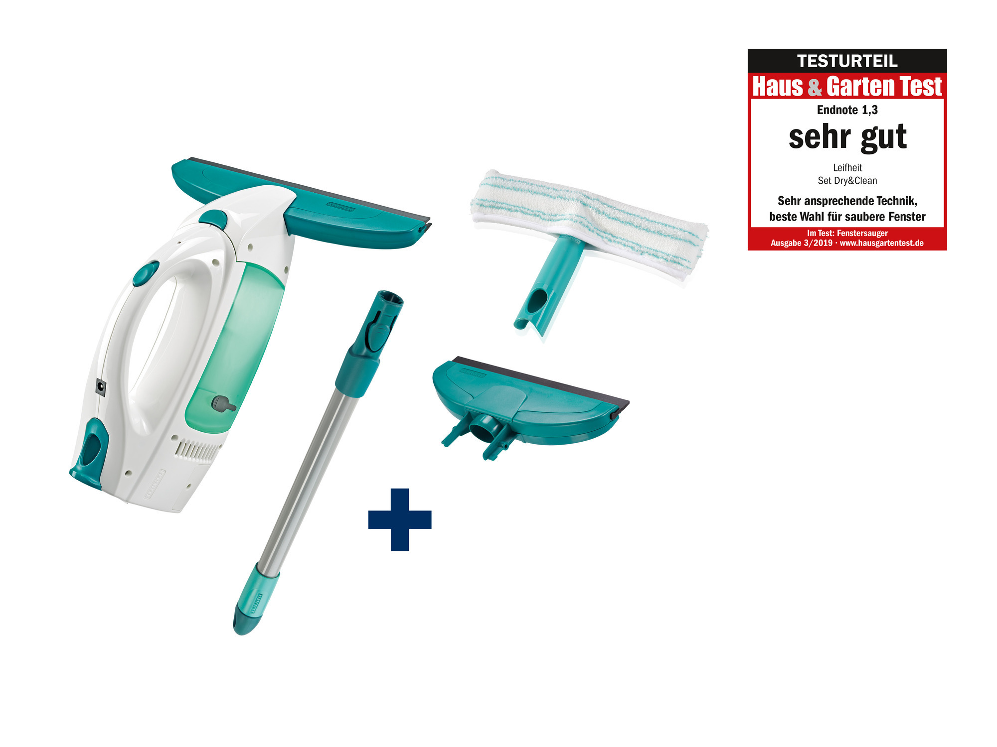 Białe tło z narzędziami do czyszczenia. Myjka do okien, szorowarka i uchwyt ze znakiem plus.