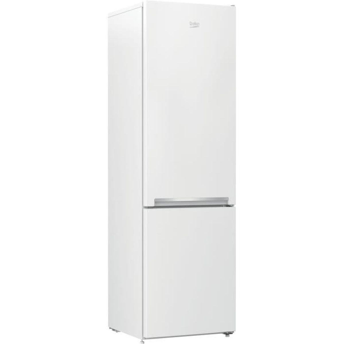Weißer Kühlschrank mit oberen und unteren Fächern.