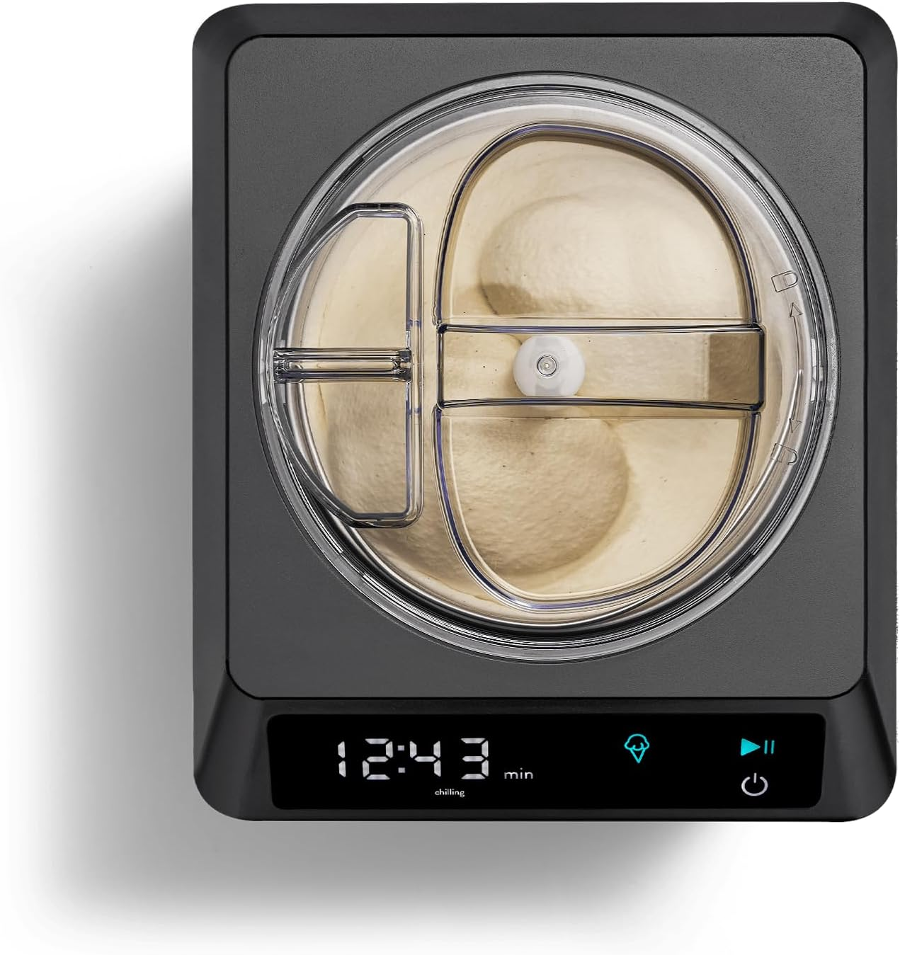 Eismaschine mit Digitalanzeige (Zeit, Play-Button).