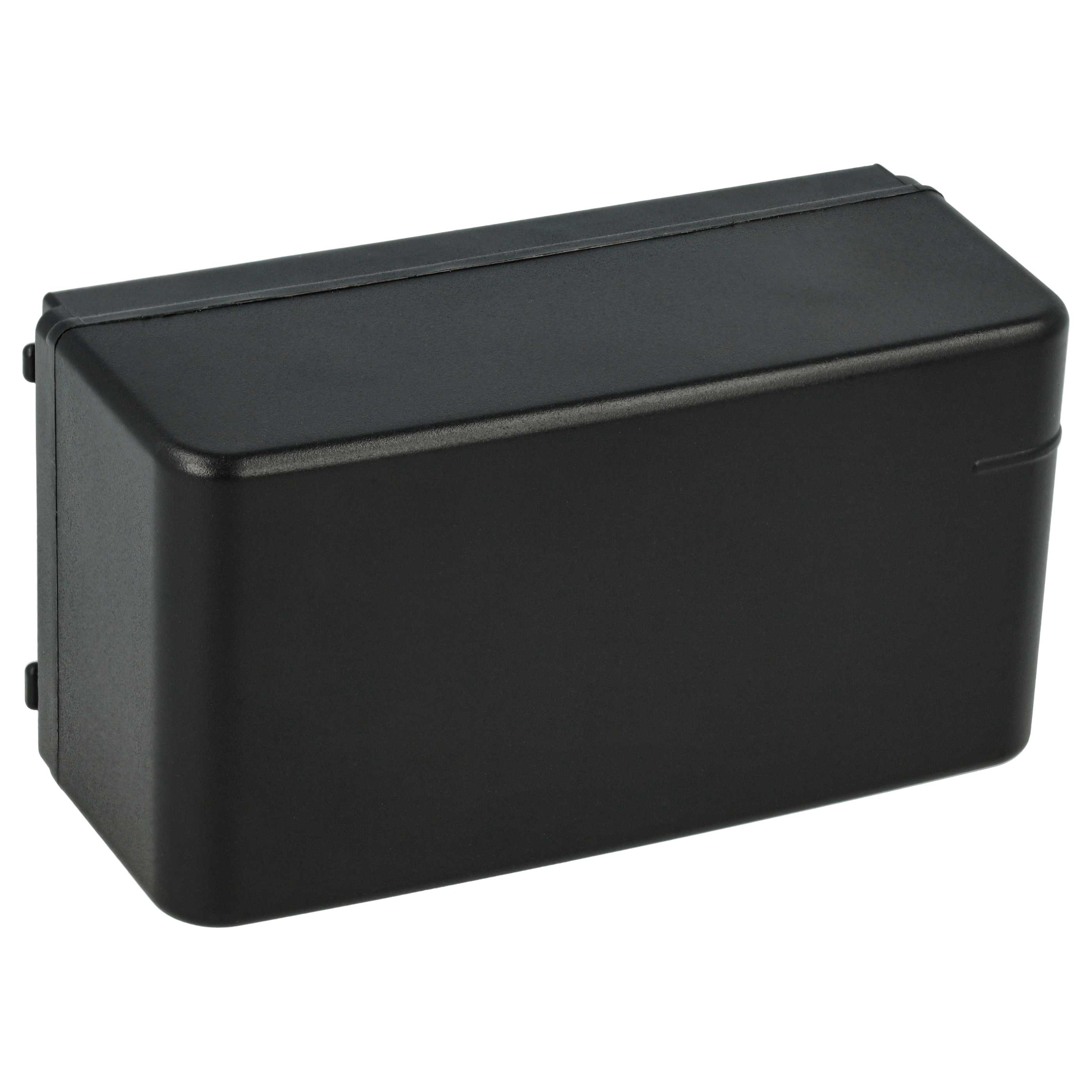 Schwarze rechteckige Plastikbox auf weißem Hintergrund.