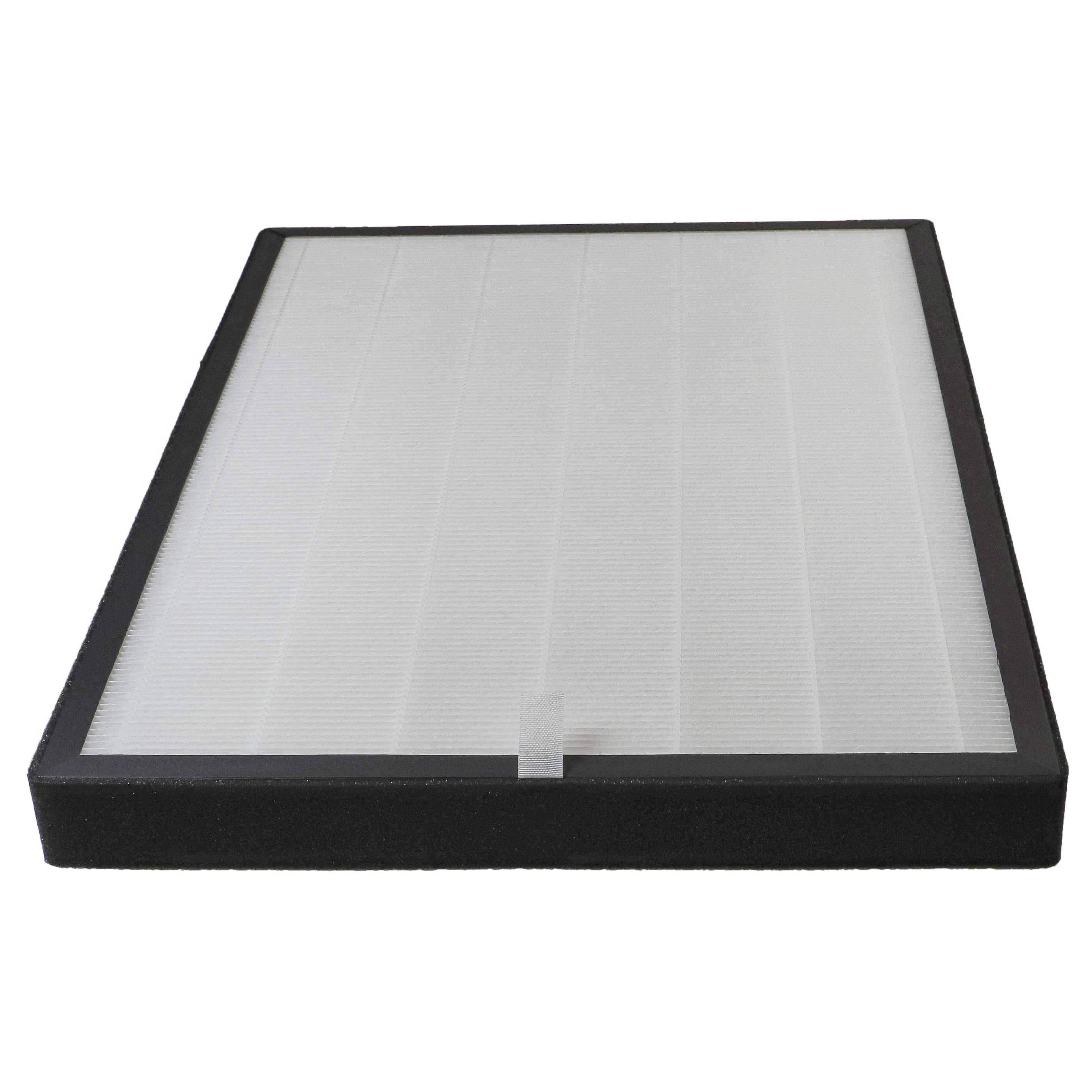 Schwarzer Luftfilter mit weißem Filter innen und schwarzem Rahmen.