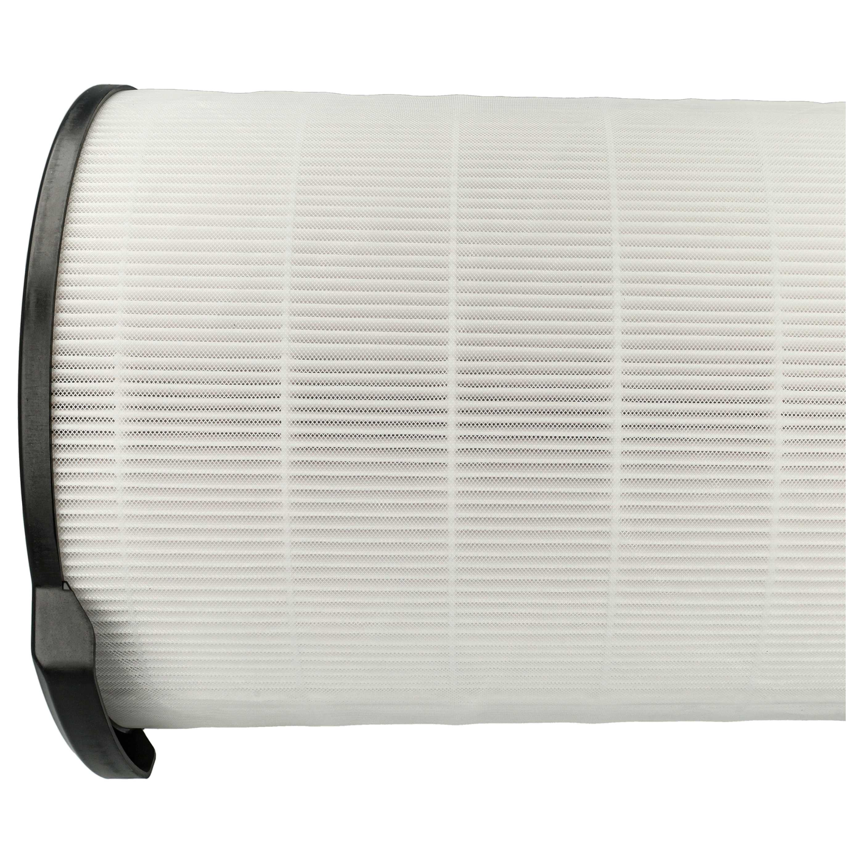 Zylindrischer Luftfilter mit schwarzen Enden. Der Filter hat viele kleine Löcher.