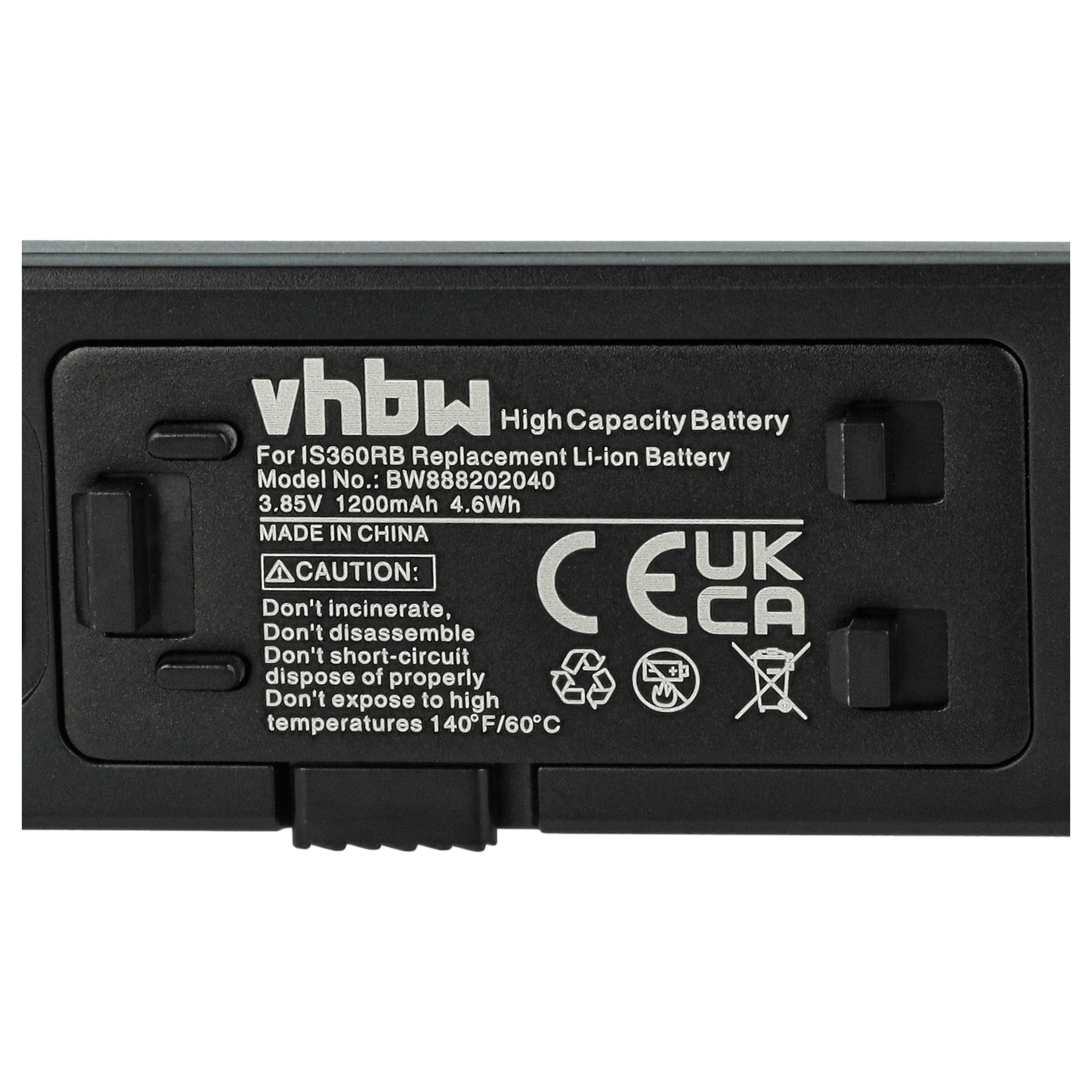 Batterieetikett, vhbw High Capacity, 3,85V 1200mAh 4,6Wh, MADE IN CHINA, CE.