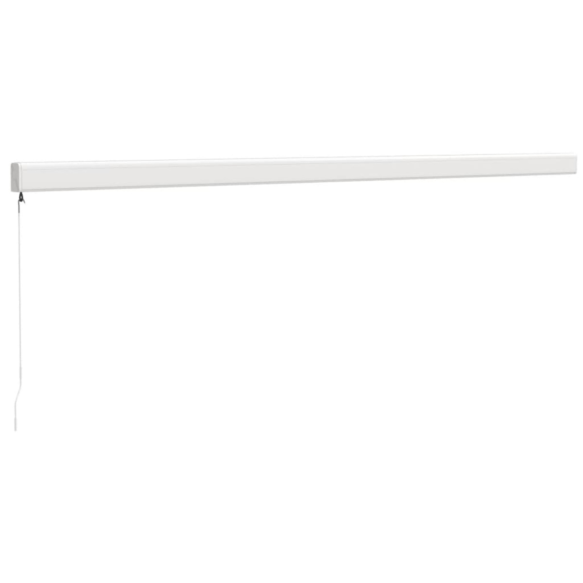 Weiße, lange Wandleuchte. Weißer Hintergrund. Einfaches Design. Hängendes Kabel.
