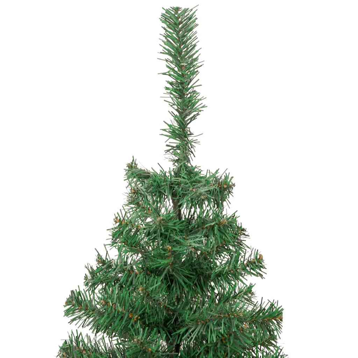 Nahaufnahme von grünen künstlichen Weihnachtsbaumzweigen.