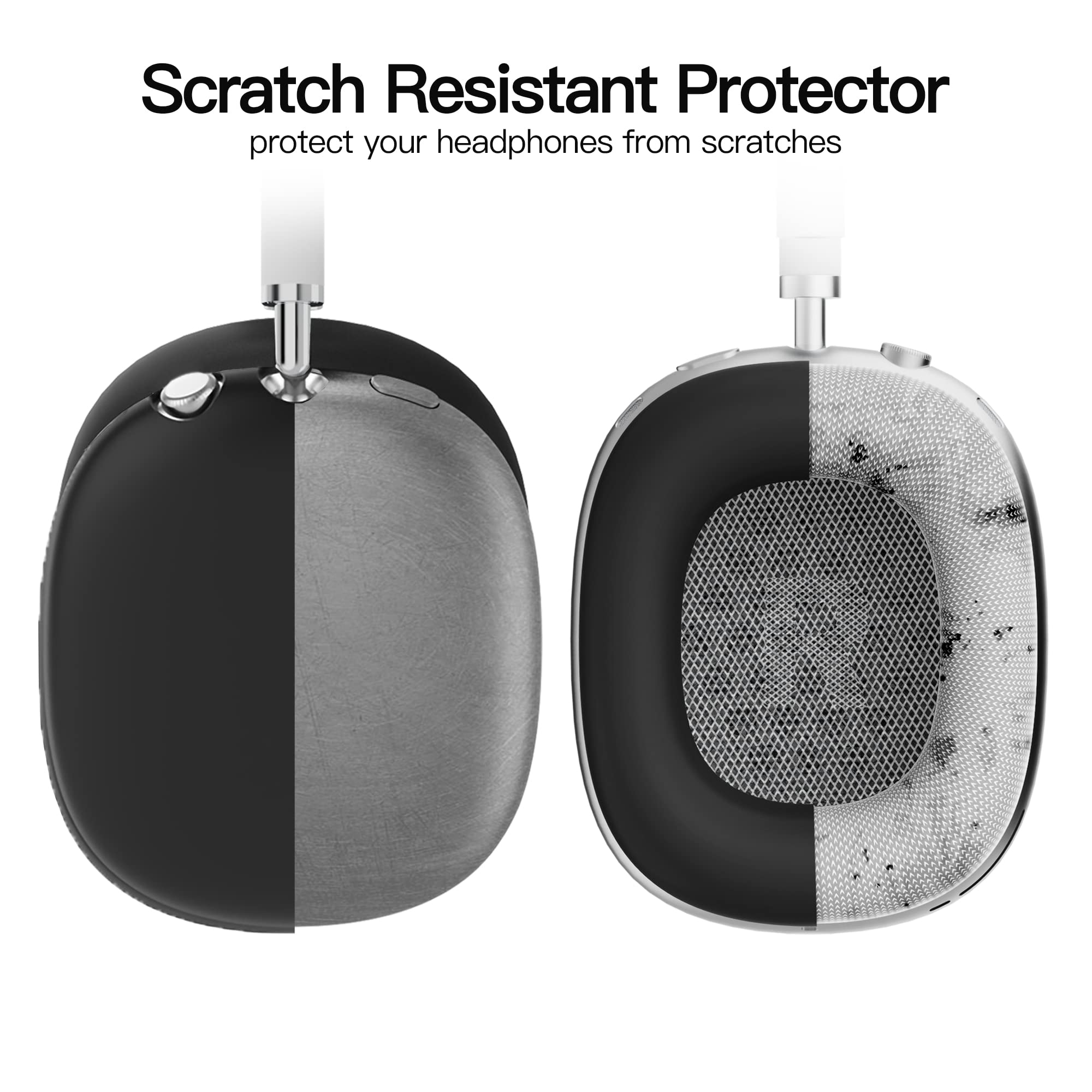 Słuchawki. Jedna strona jest czarna, druga pokazuje zużycie.