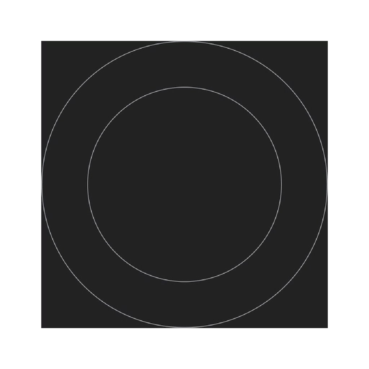 Dos círculos concéntricos sobre fondo negro, diseño simple.