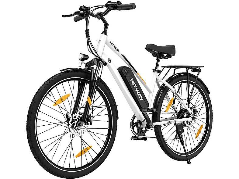HITWAY BK27 E-Bike Pedelec Elektrofahrrad für Damen Herren 250W 36V 12Ah Akku, 7 Gang shimano Citybike (Laufradgröße: 28 Zoll, Unisex-Rad, 468Wh, weiß)