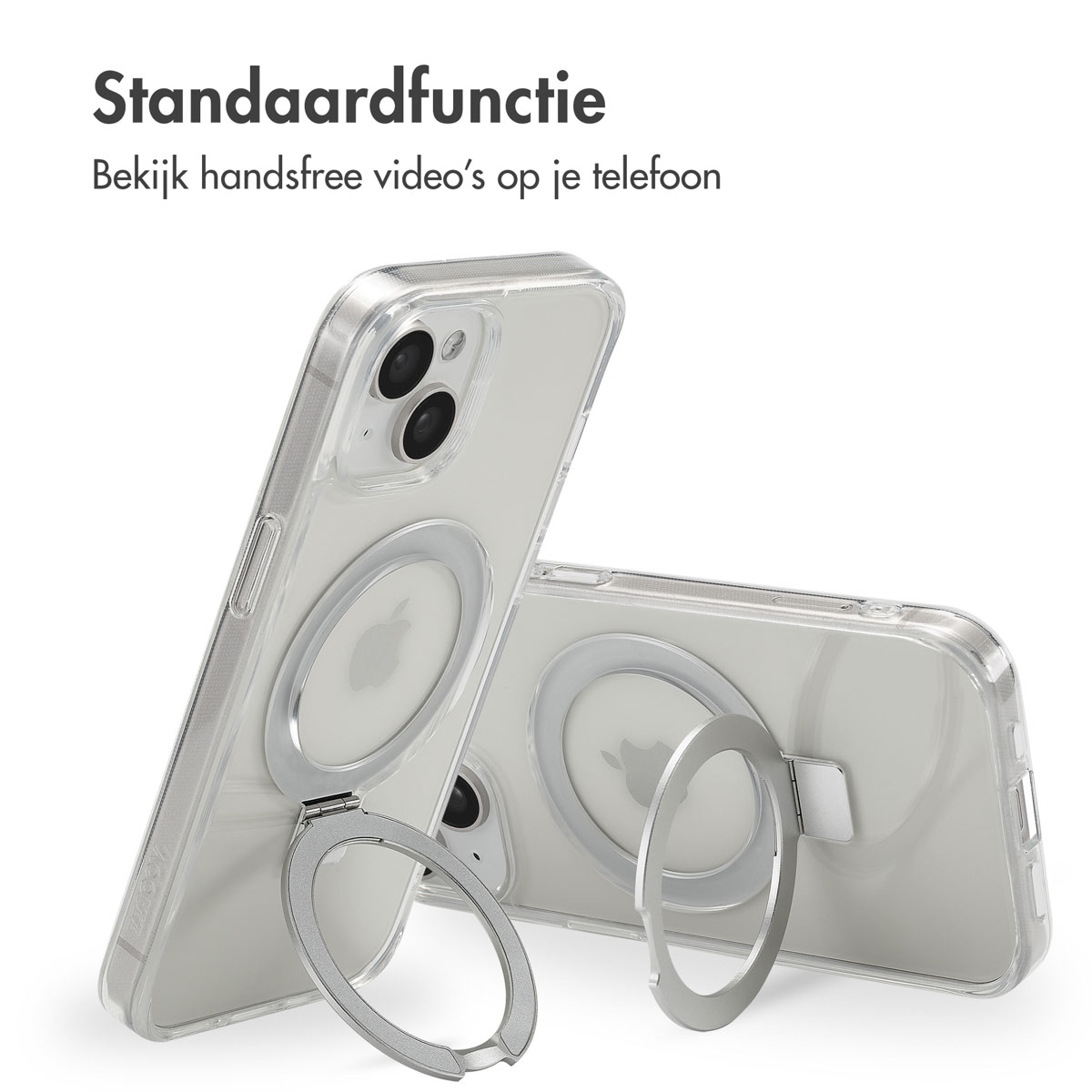 ACCEZZ Ring Stand Backcover met MagSafe geschikt voor iPhone 15 Phone case for Apple iPhone 15 Transparent